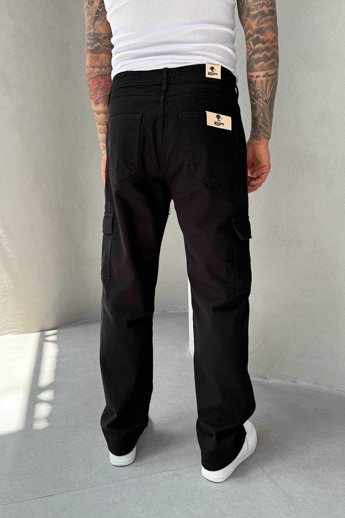 Siyah Cepli Kargo Baggy Pantolon
