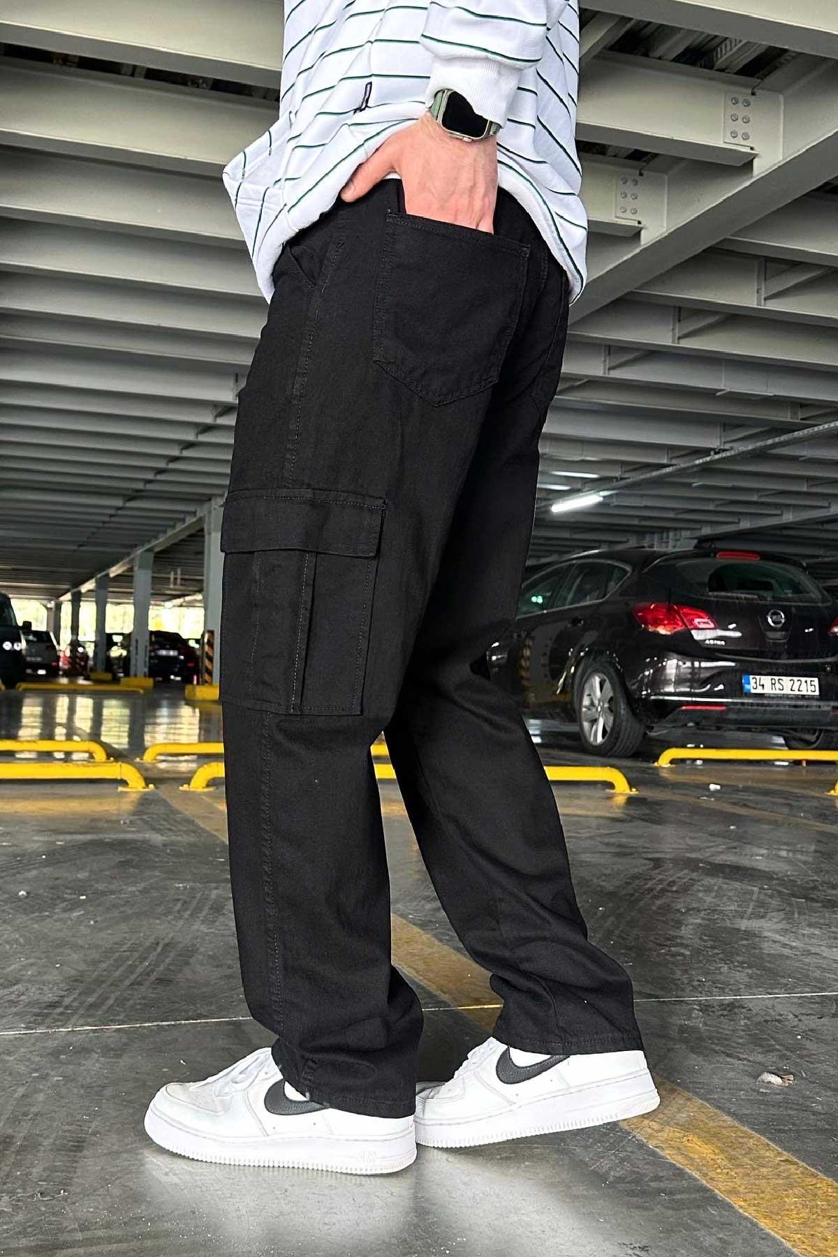 Siyah Cepli Kargo Pantolon 