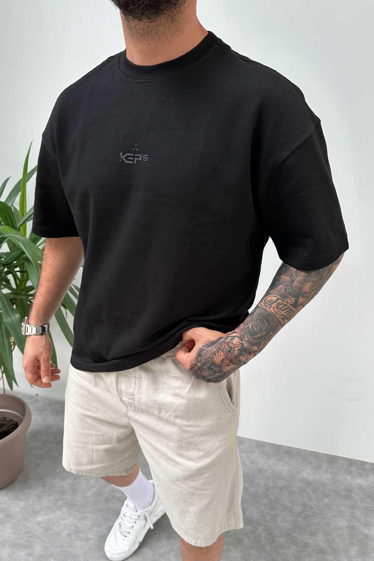 Siyah Keps Oversize T-Shirt