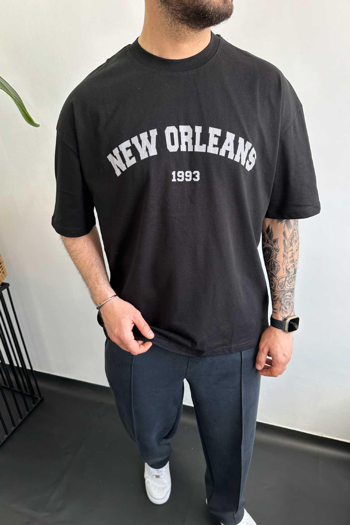 Siyah New Orleans Oversize T-Shirt