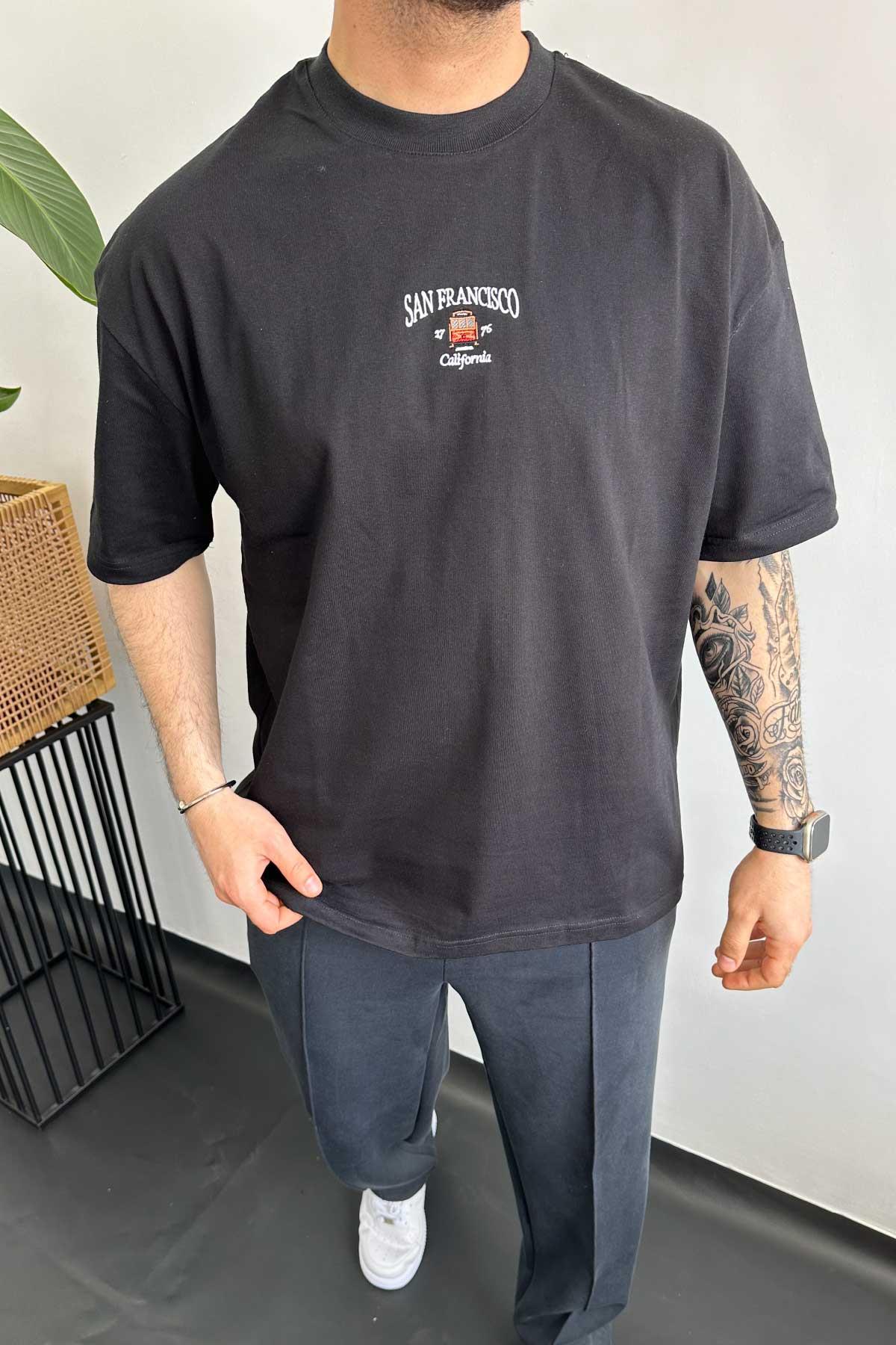 Siyah San Francisco Oversize T-Shirt