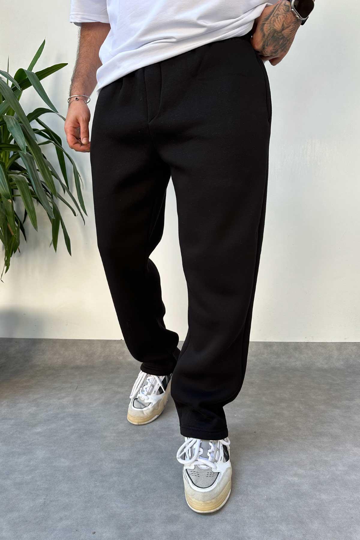 Siyah Şardonlu Baggy Eşofman