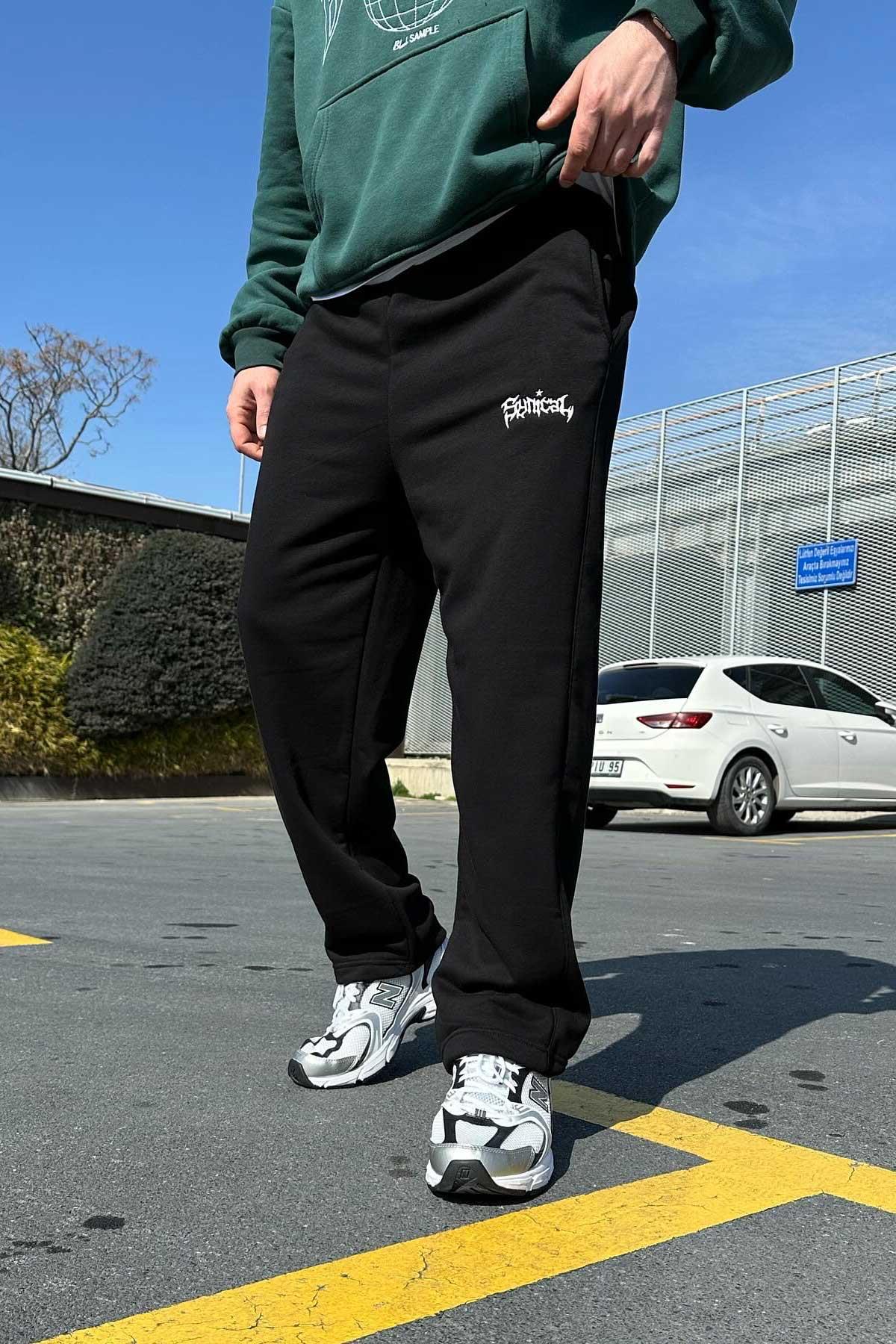 Siyah Semical Nakışlı Eşofman