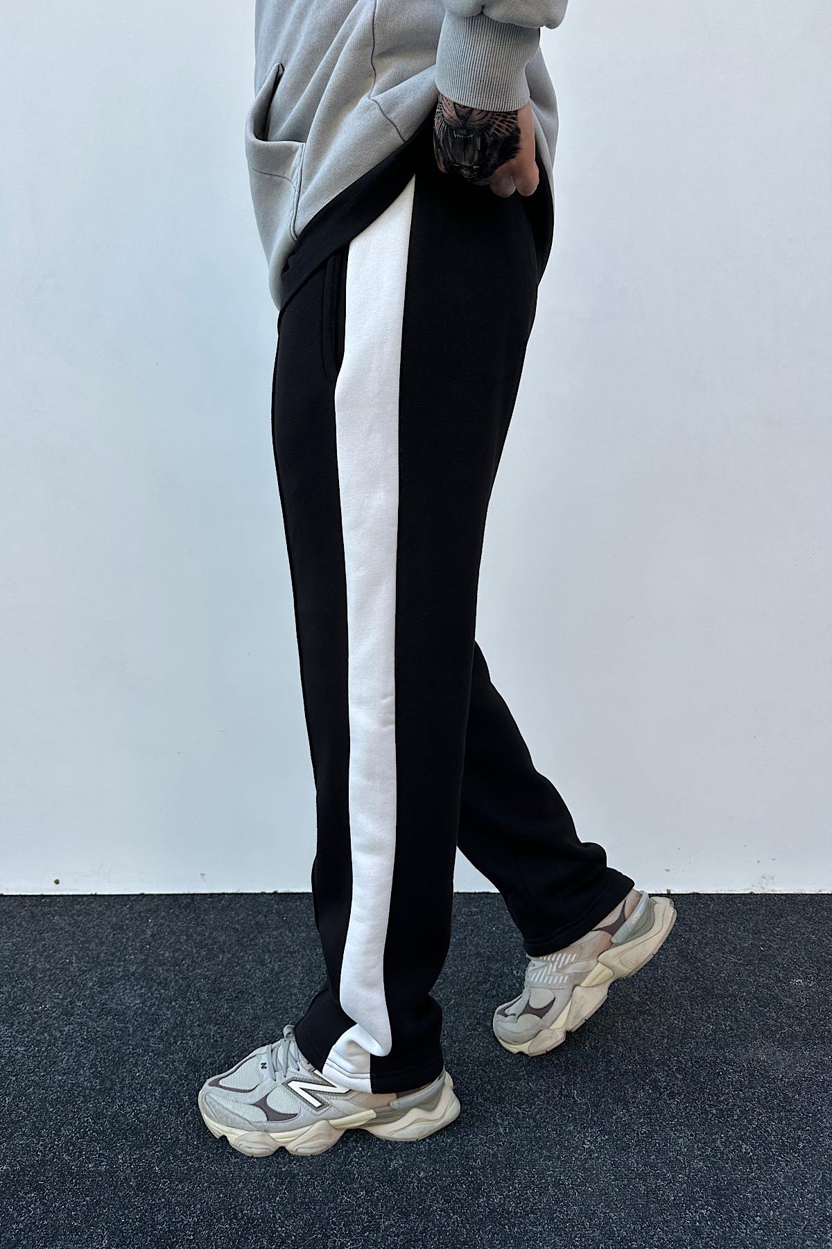 Siyah Şeritli Şardonlu Baggy Eşofman