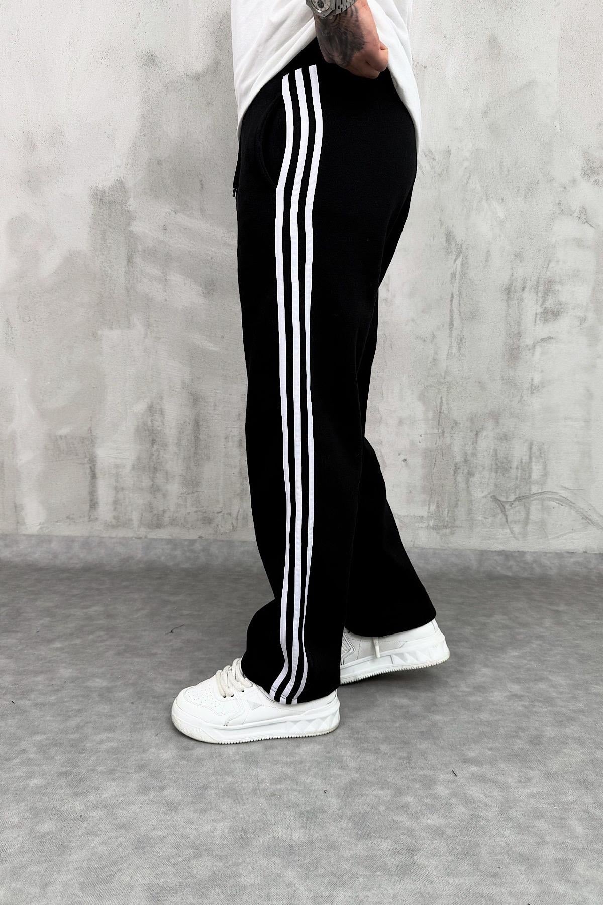 Siyah Şeritli Şardonlu Eşofman