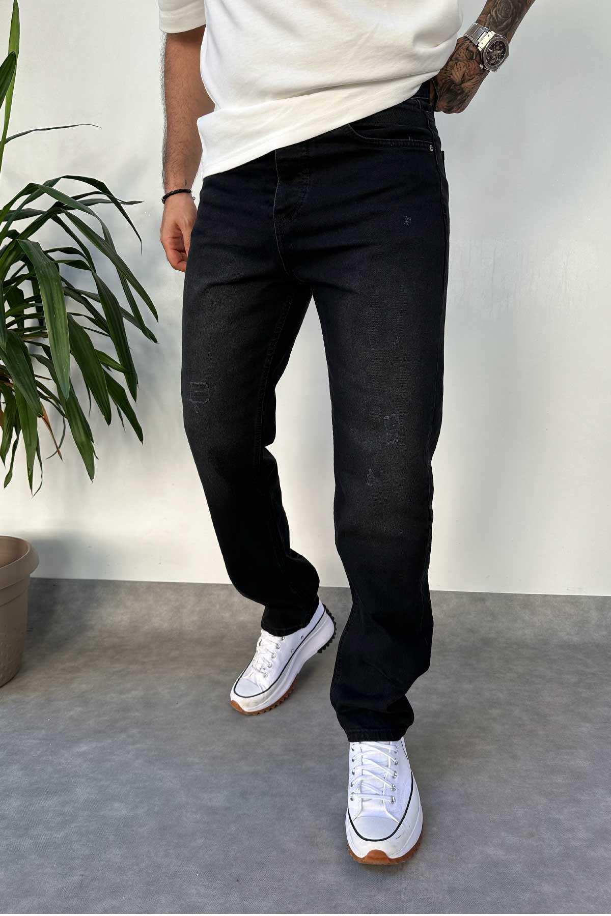 Siyah Yıkamalı Baggy Jean