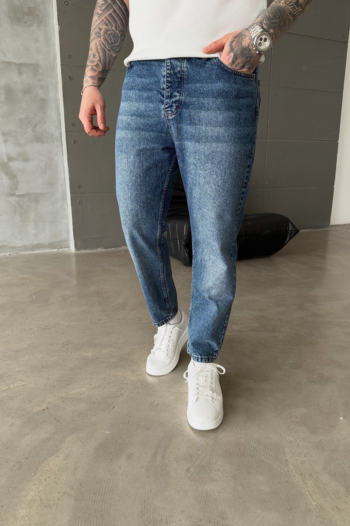 Taşlamalı Boyfriend Jean