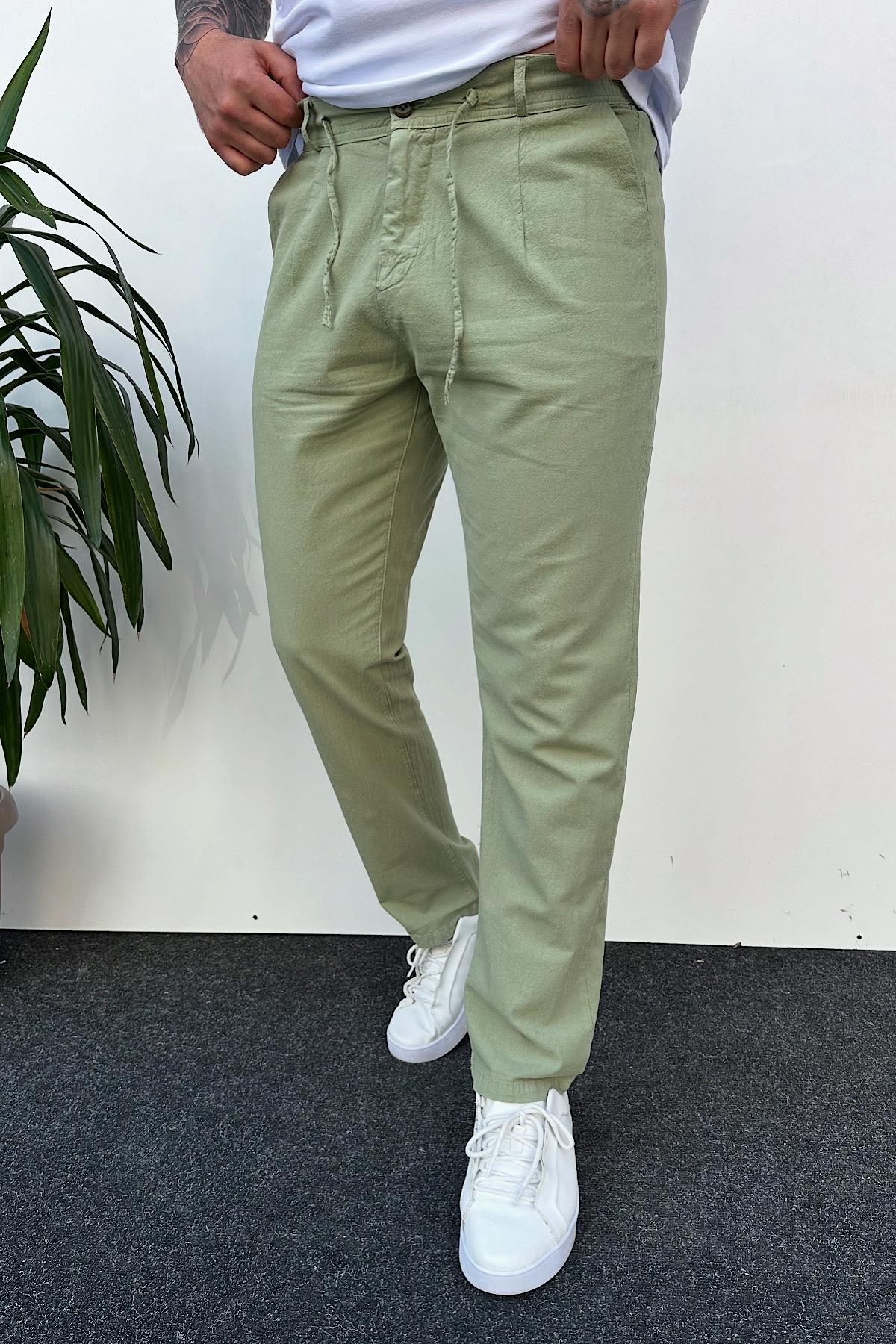 Yeşil Keten Pantolon