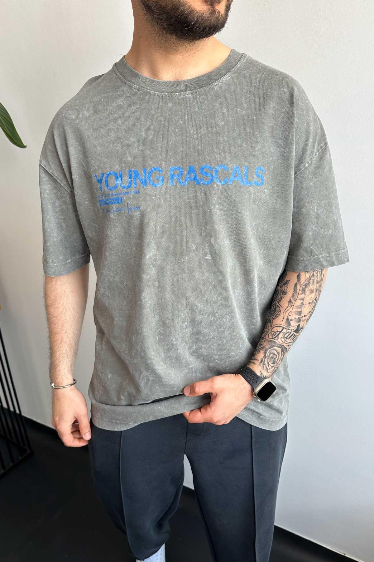 Yıkamalı Baskılı Oversize T-Shirt