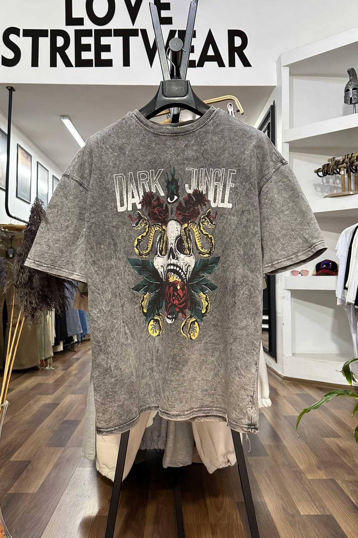 Yıkamalı Dark Jungle T-Shirt