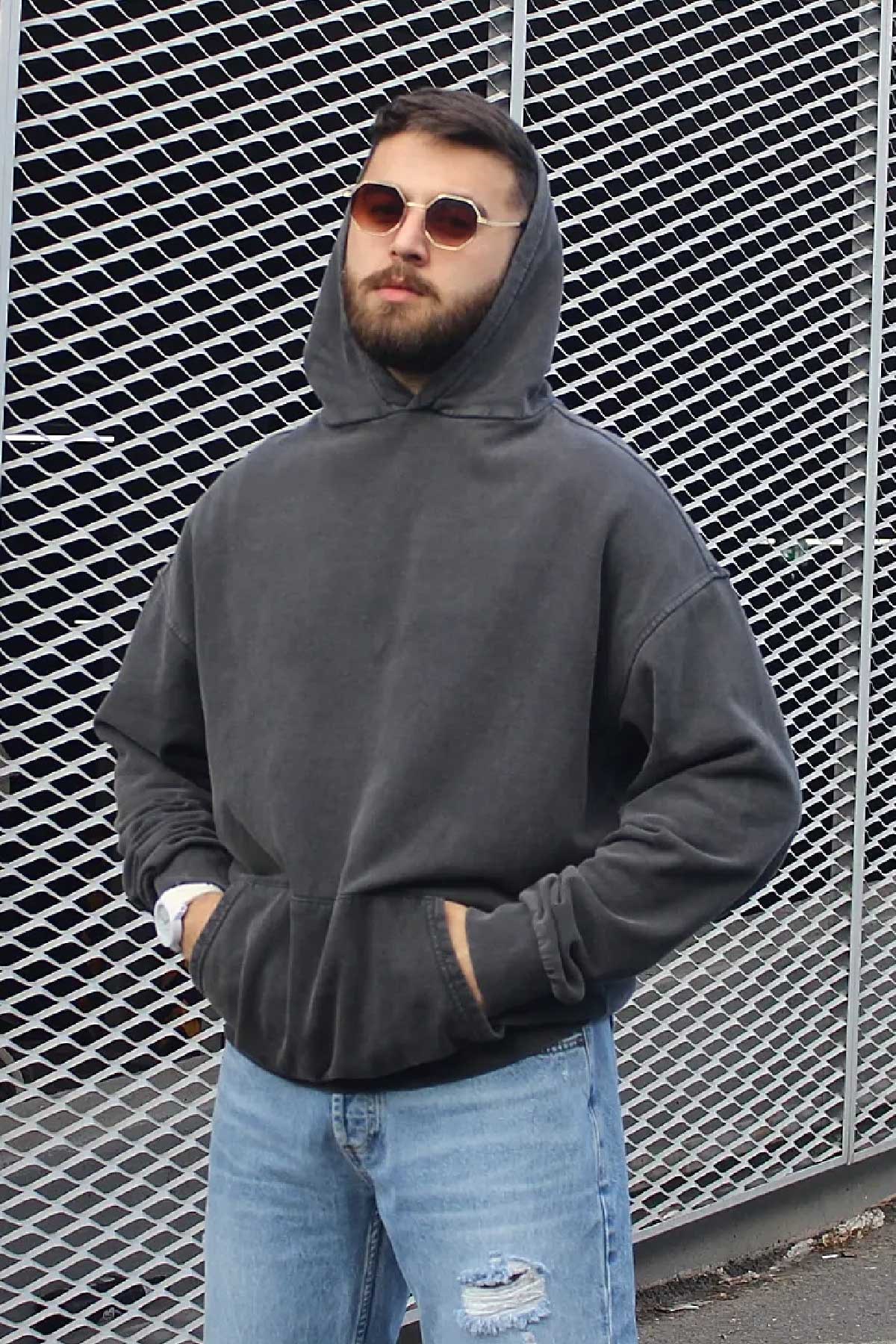 Yıkamalı Kpaşunlu Sweatshir