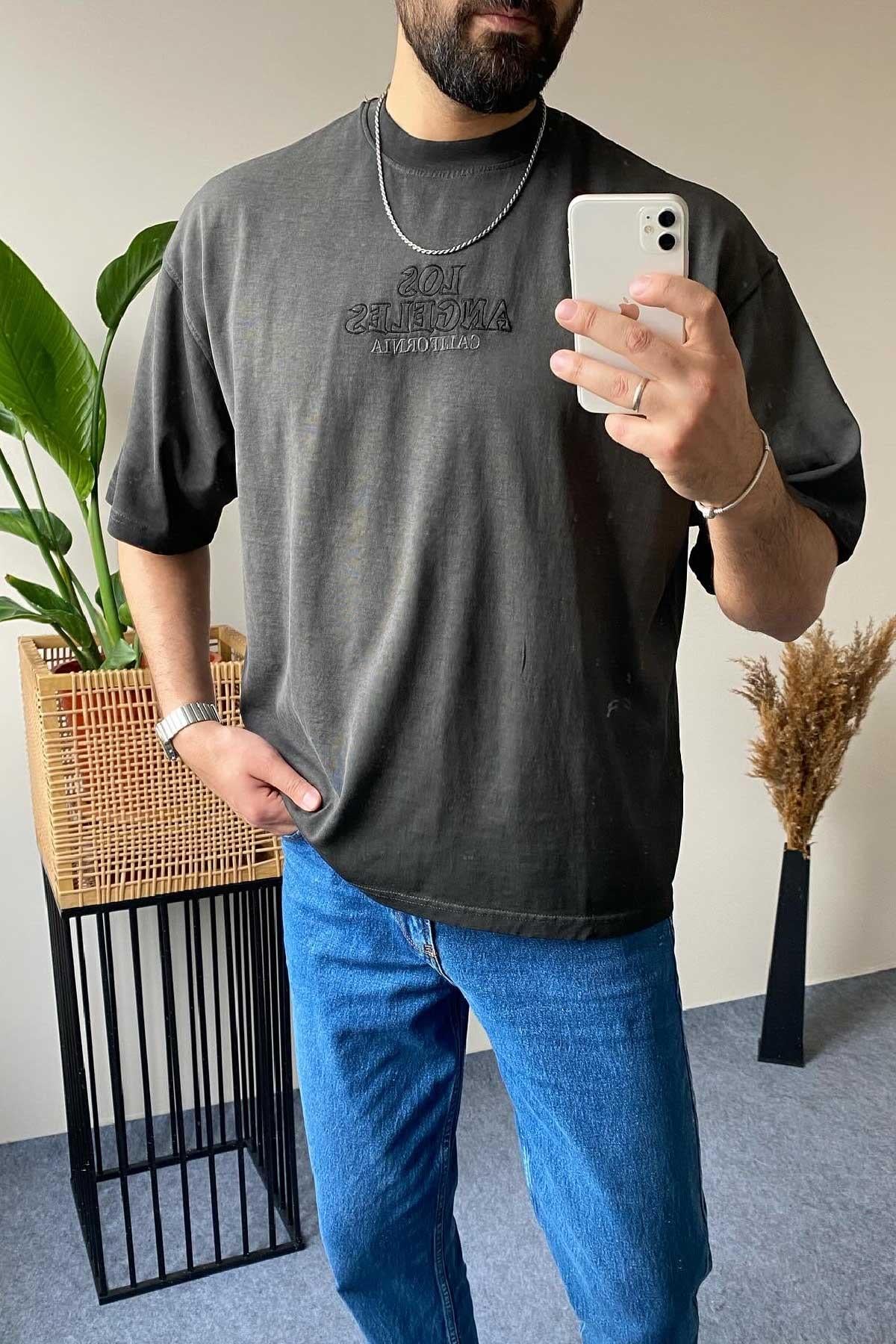 Yıkamalı Los Angeles T-Shirt