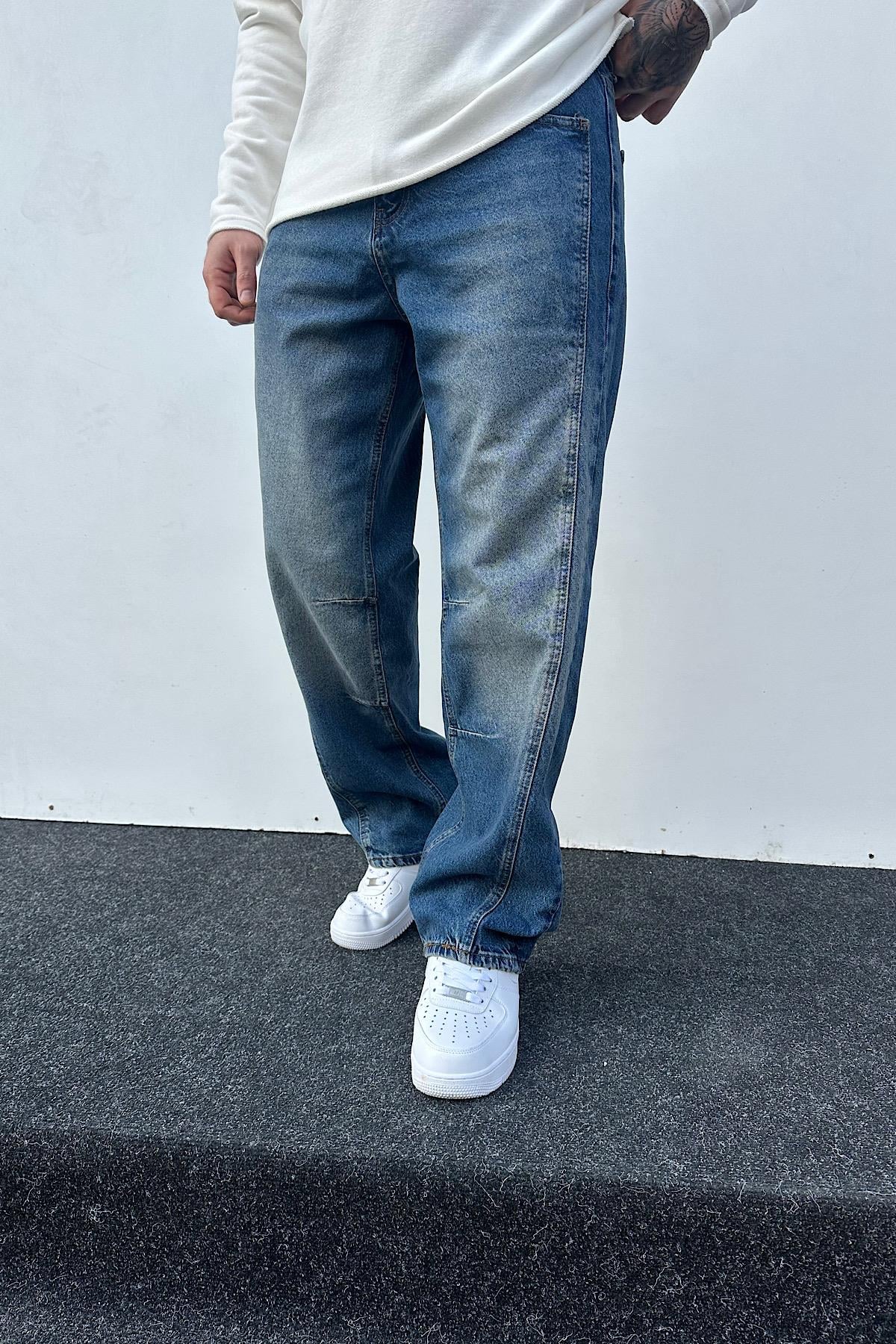 Yıkamalı Mavi Baggy Jean