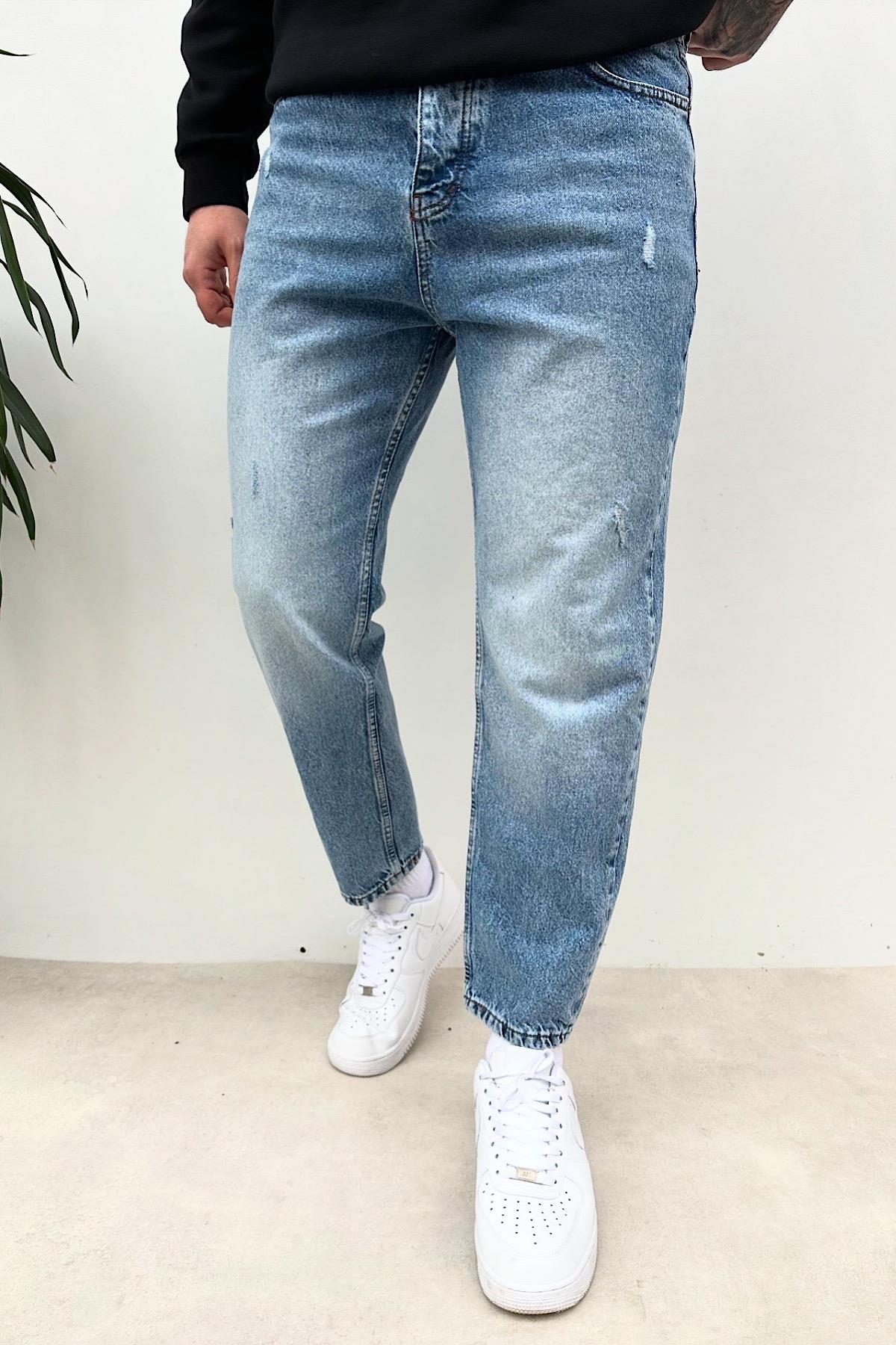 Yıkamalı Mavi Boyfriend Jean