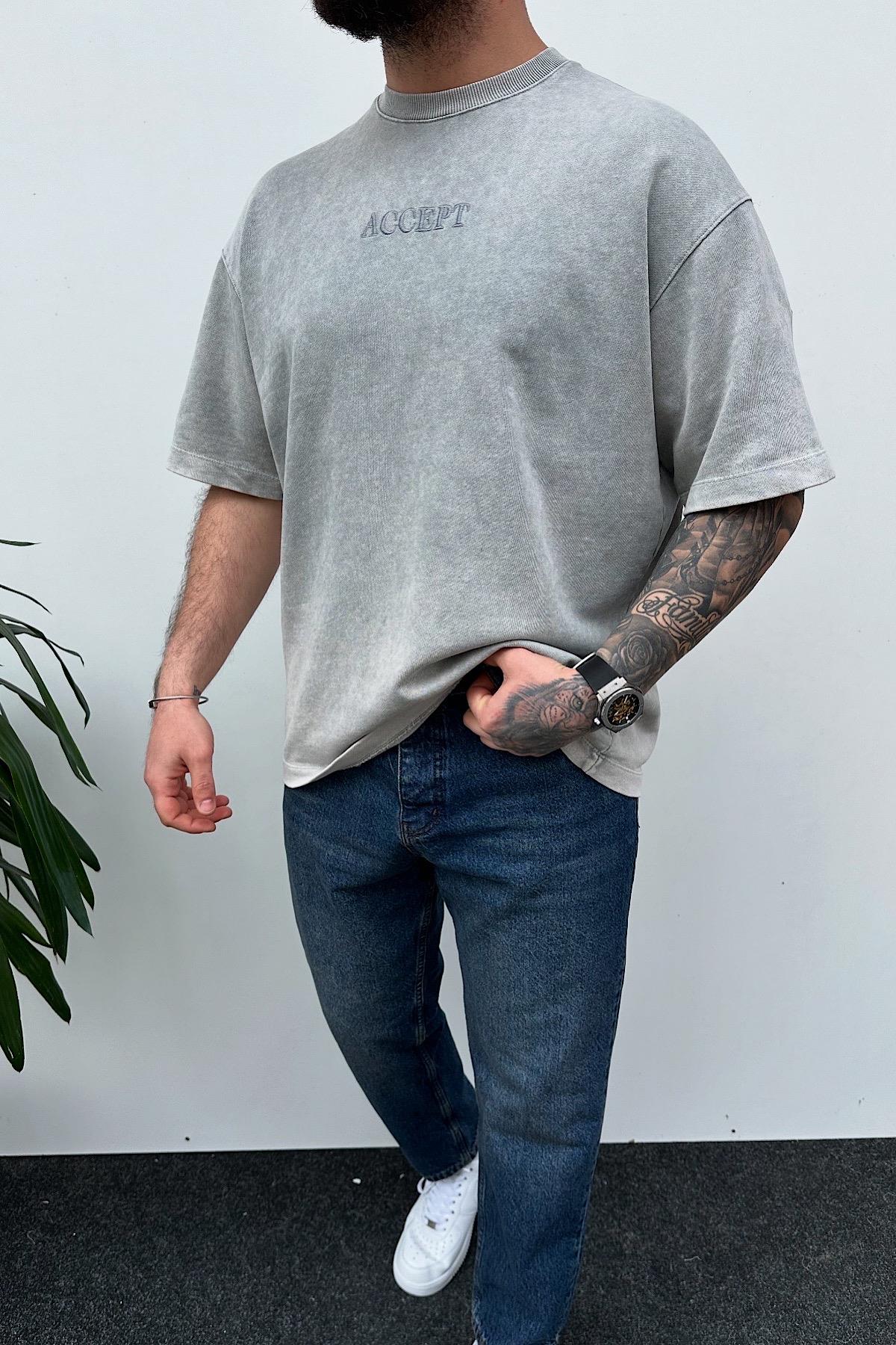 Yıkamalı Tok Kumaş Accept T-Shirt