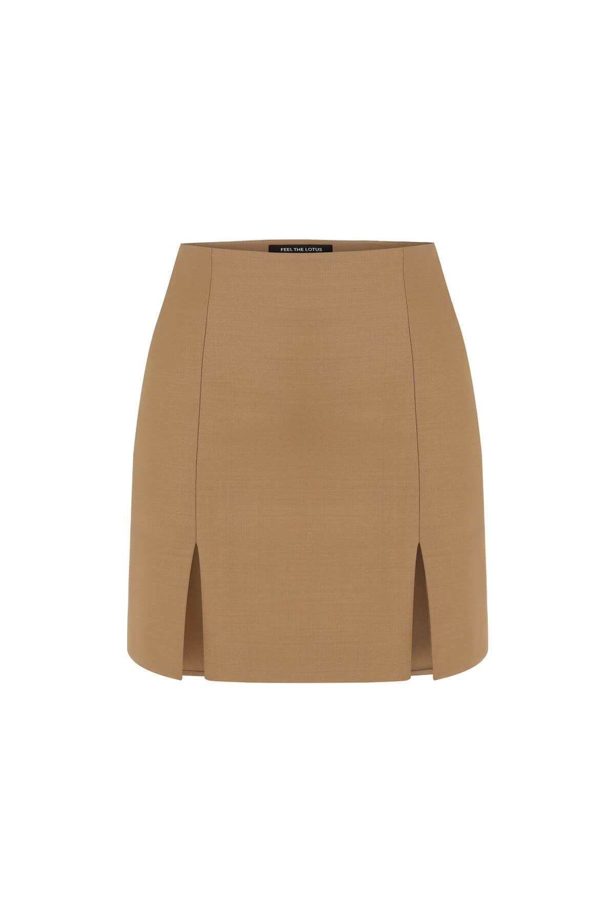 Lily Yırtmaçlı Camel Mini Etek