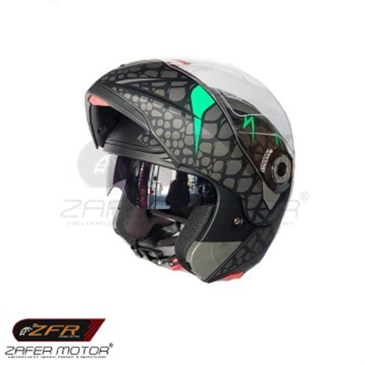 Jeikai Çene Açılır Vizörlü Kask Yılan Desen XL Fiyatı | Zafer Motor
