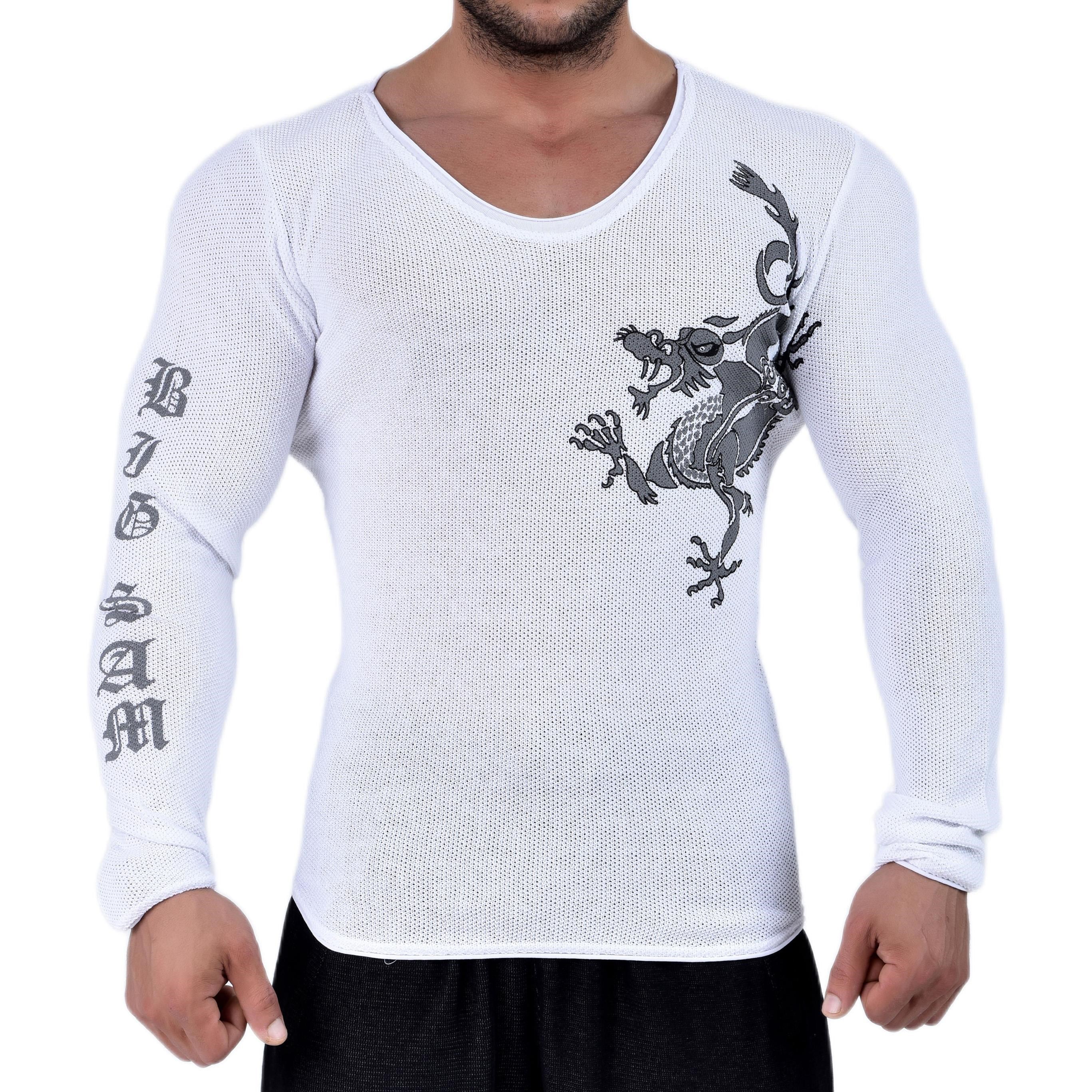 Ekru Slim Fit Spor Triko Big Sam 4564