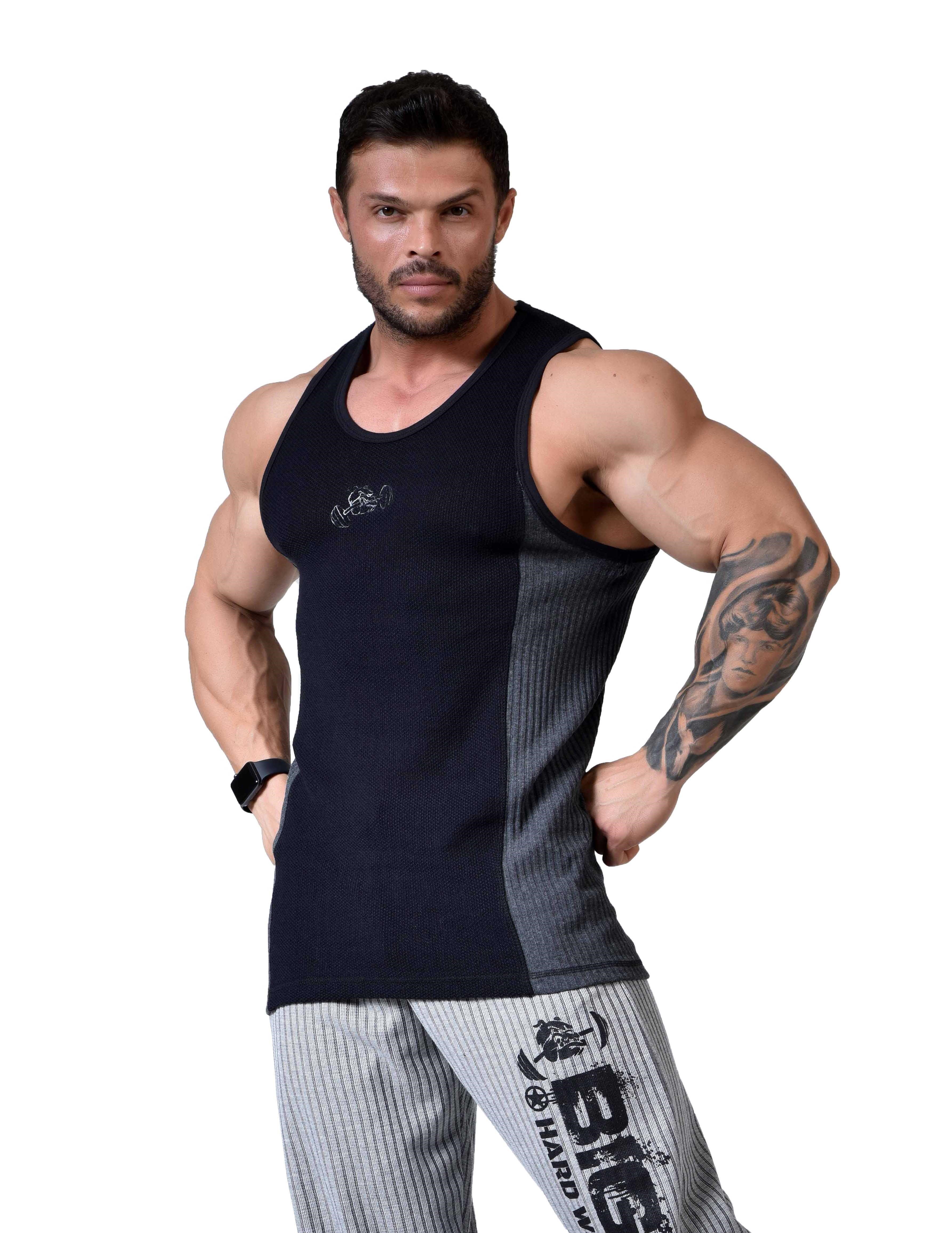 Erkek Antrenman Atleti Streç Slim Fit Kolsuz Üst  2316