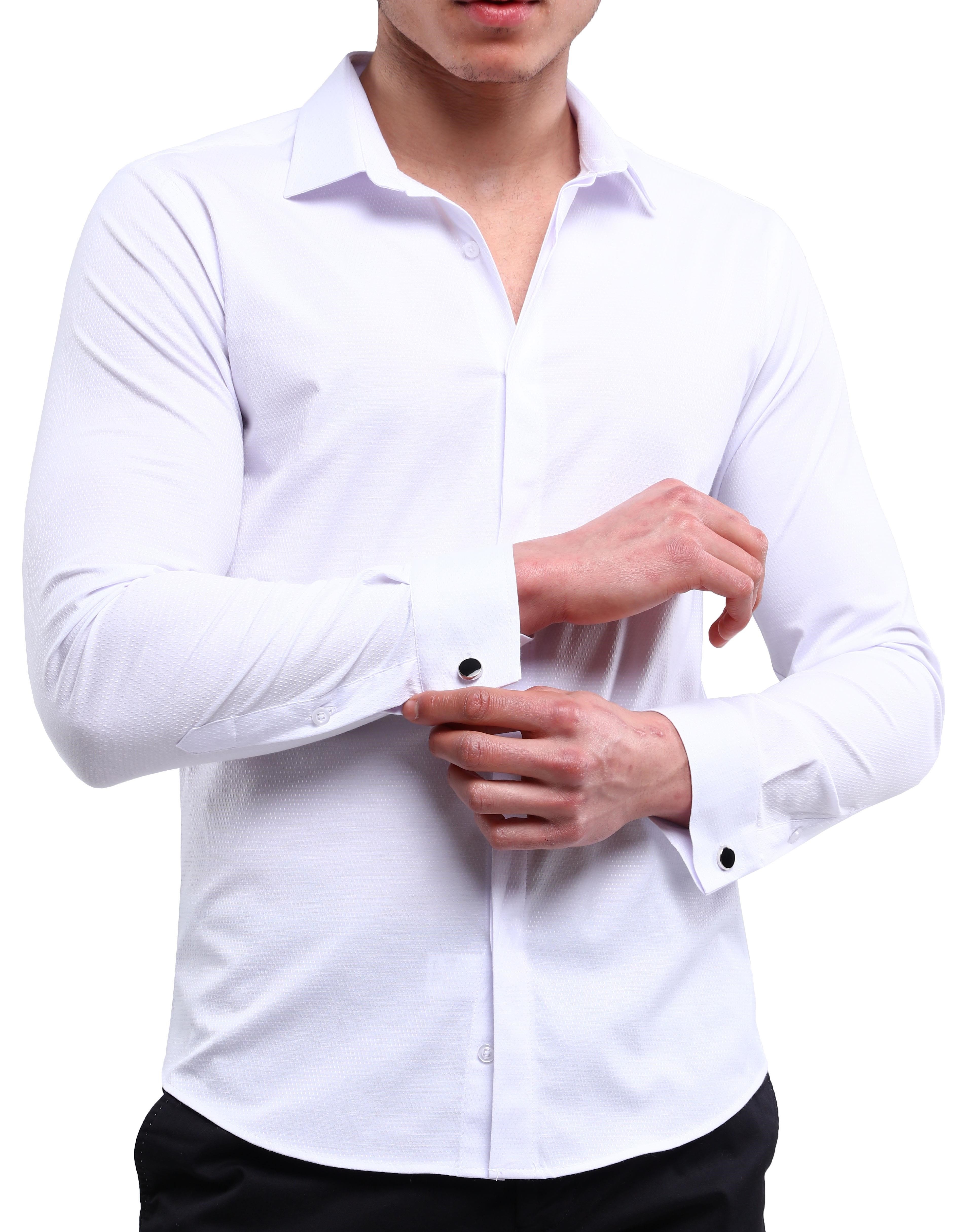 Erkek Klasik Gömlek Slim Fit Pamuklu Esnek Oxford Kumaş