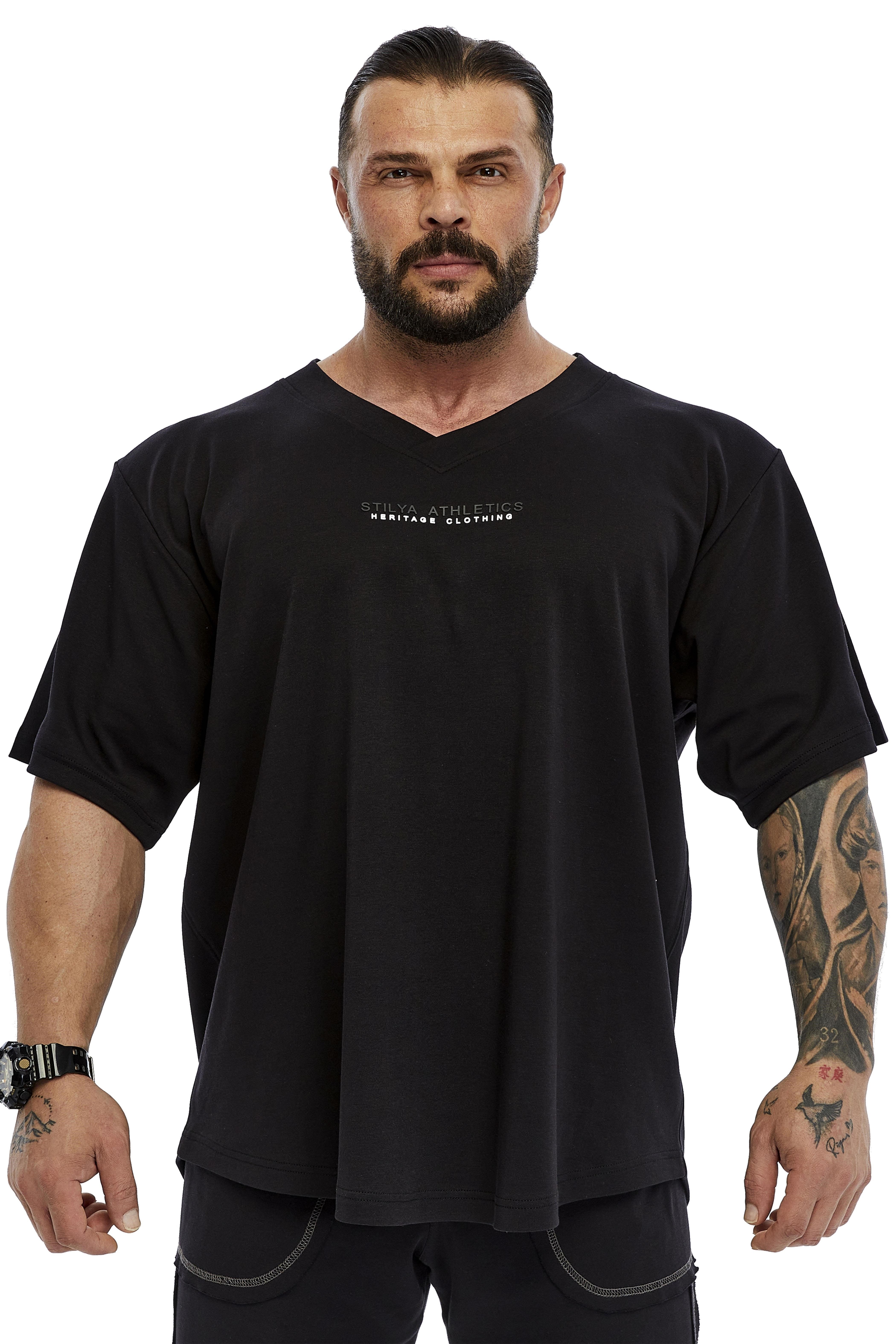 Erkek Oversize, V Yaka, %100 Pamuk Tişört Stilya 3385