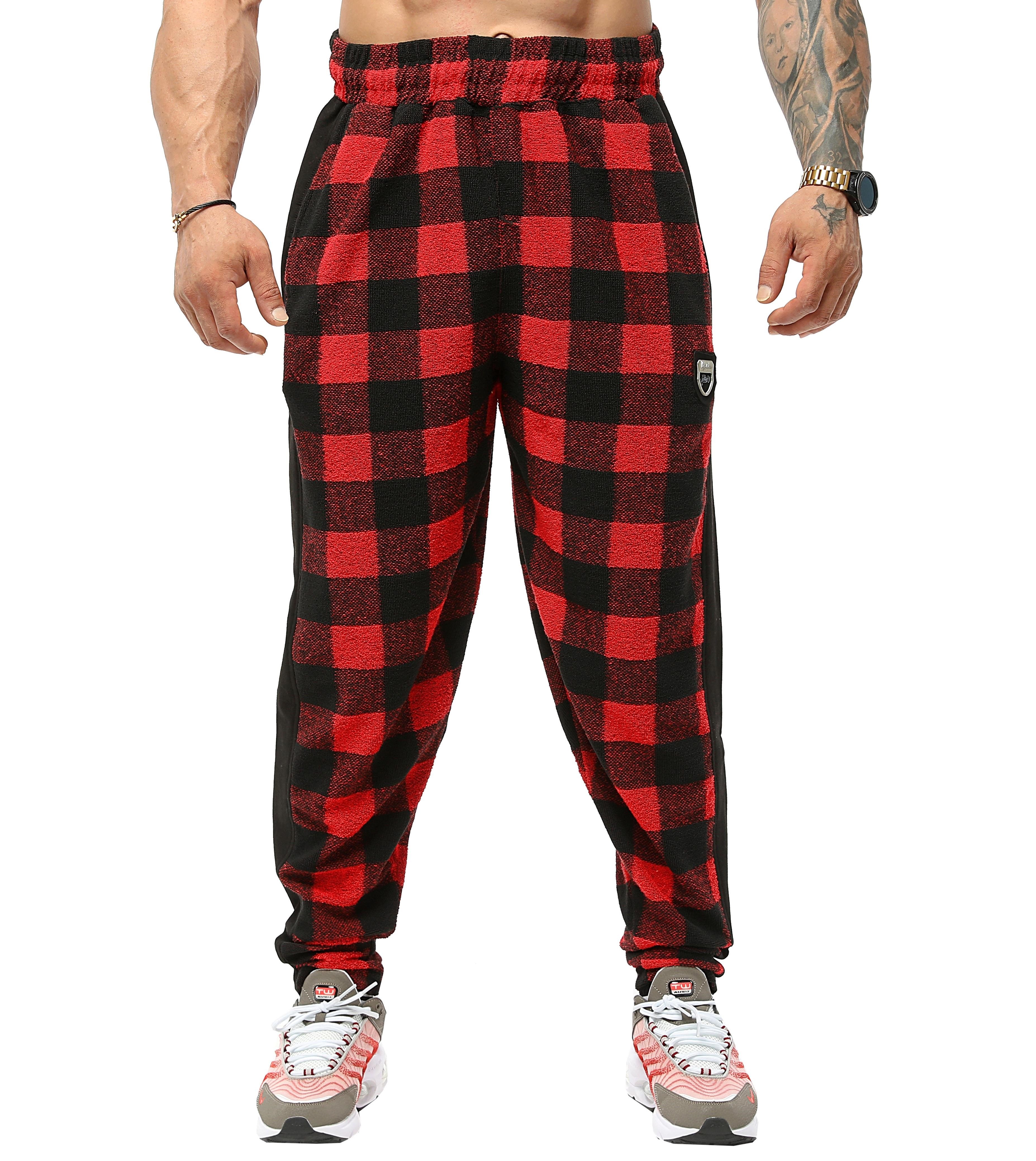 Kışlık Eşofman Altı Kareli Oversize Body Pantolon