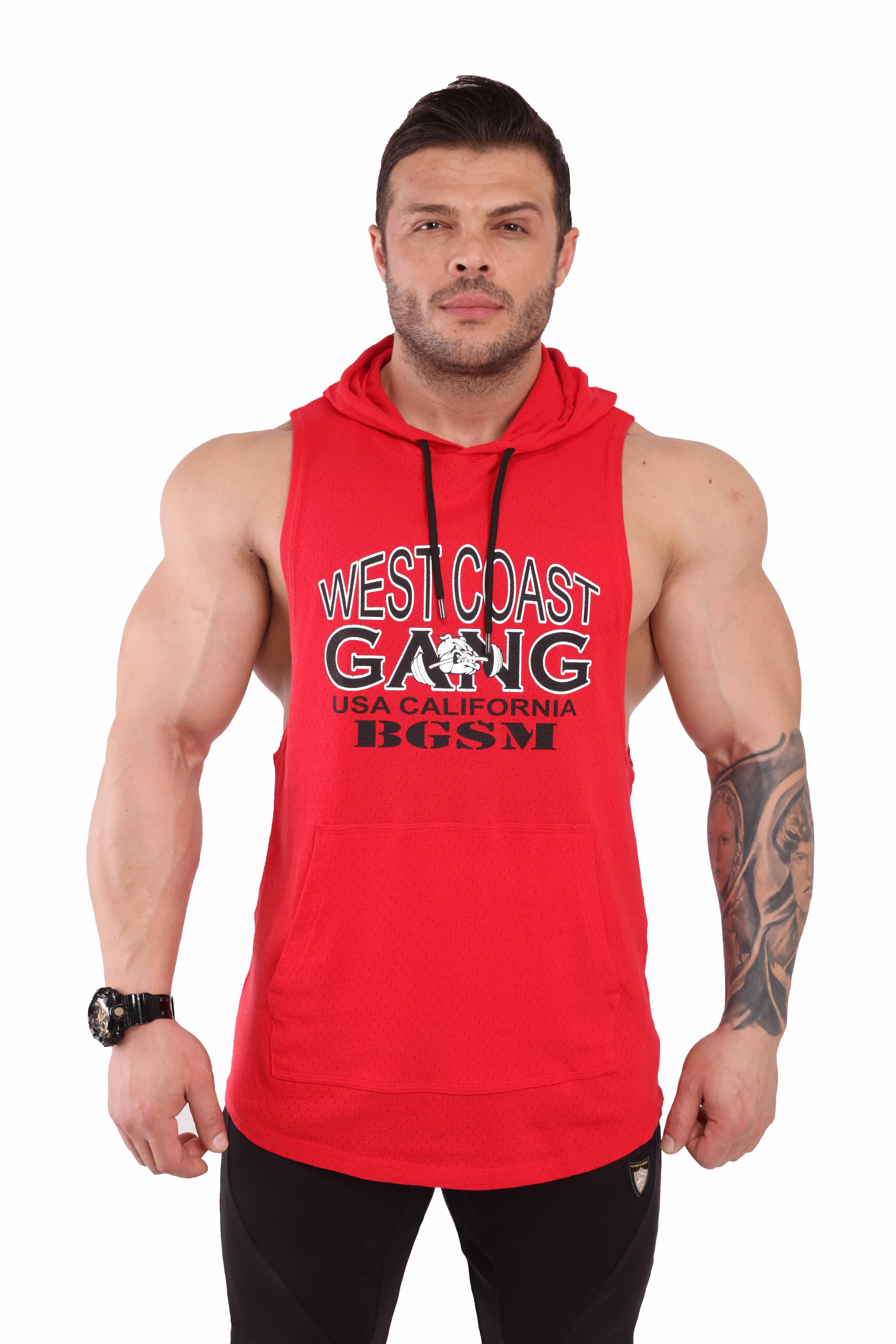 Kolsuz Kapşonlu Fitness Antrenman Tişörtü Big Sam Kırmızı 2306