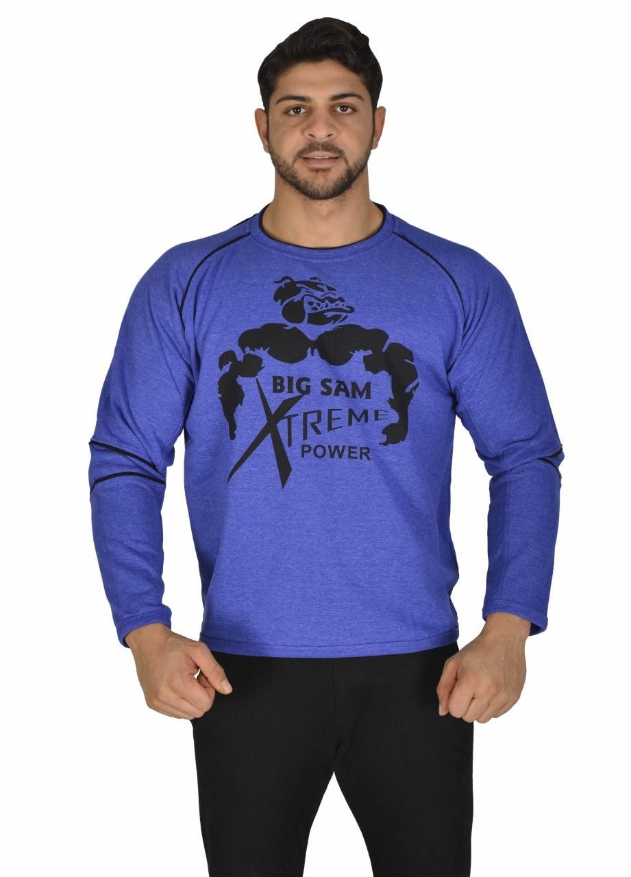 Mavi Pamuklu Kışlık Sweatshirt Big Sam 4672