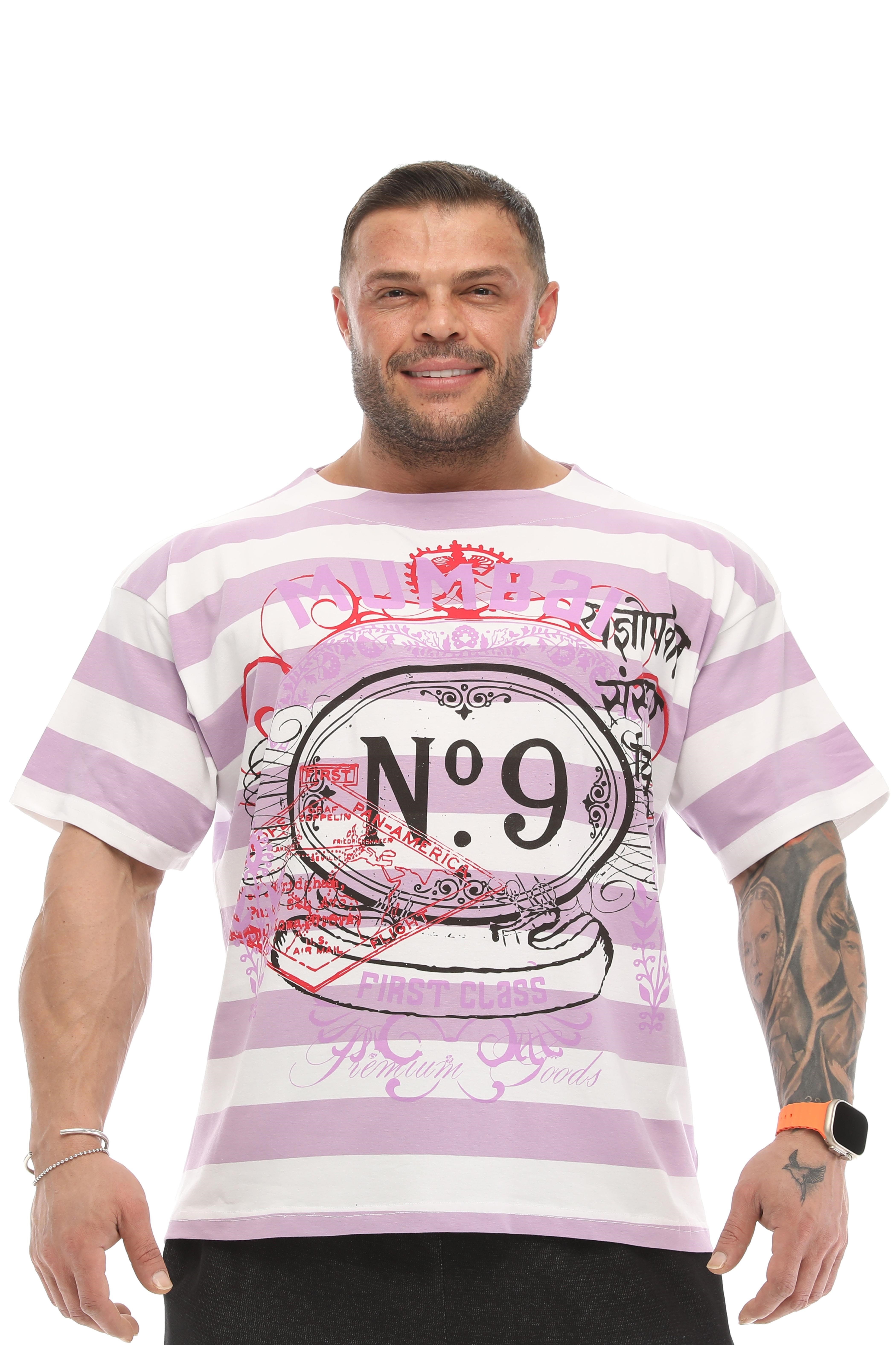 Oversize, Çizgili Spor T-shirt Big Sam 2631