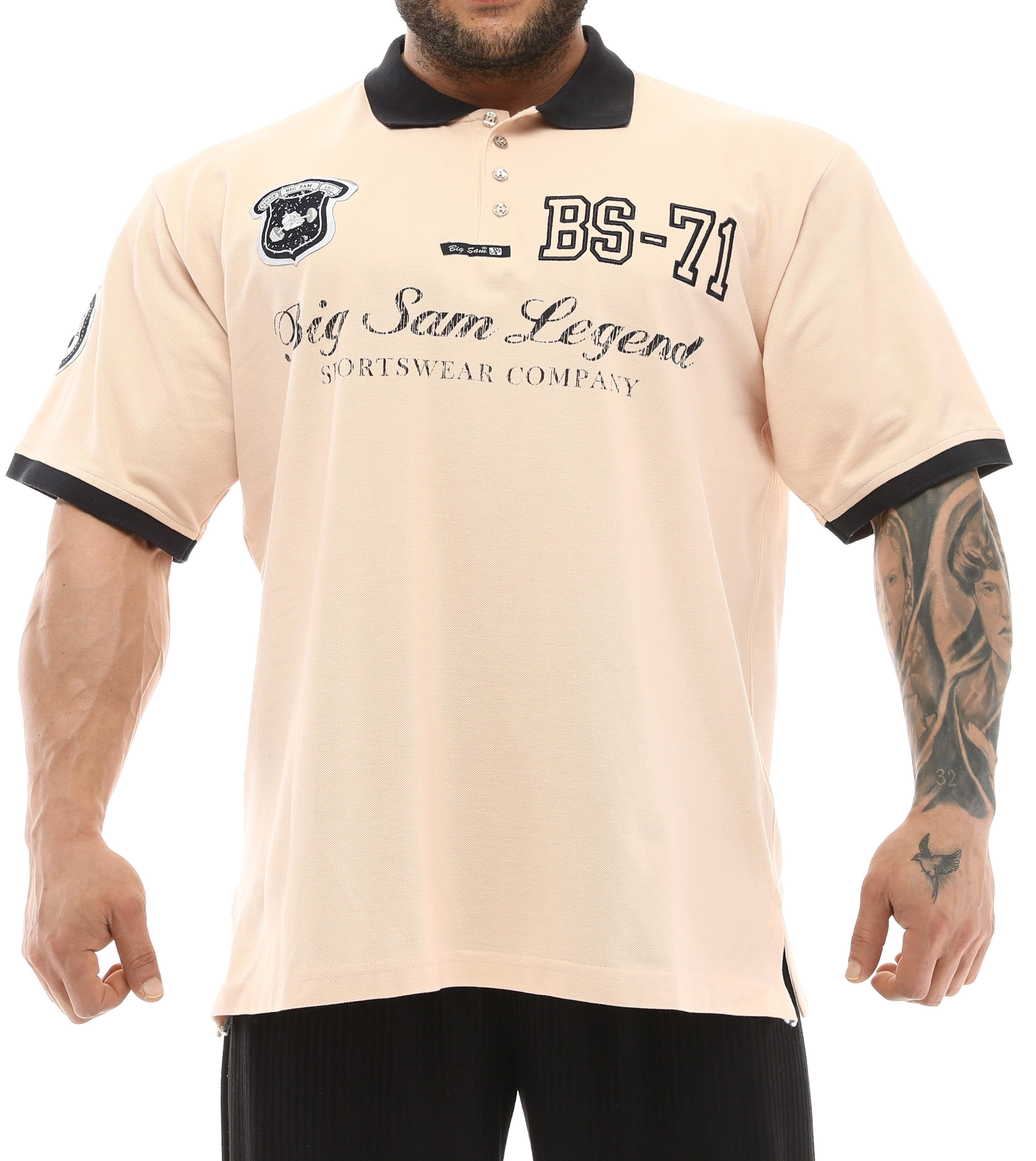 Polo Yaka Oversize Bej Tişört Big Sam 2837