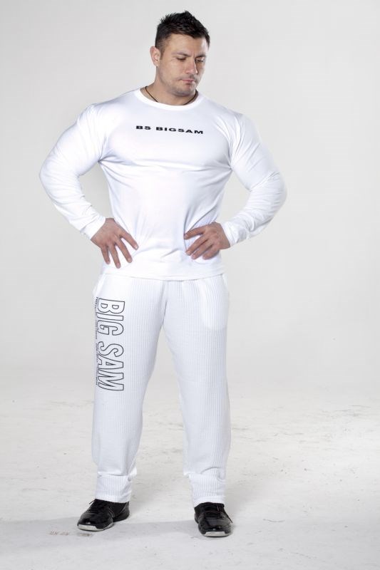 Slim Fit Beyaz Pamuklu Sweatshirt Big Sam 4588
