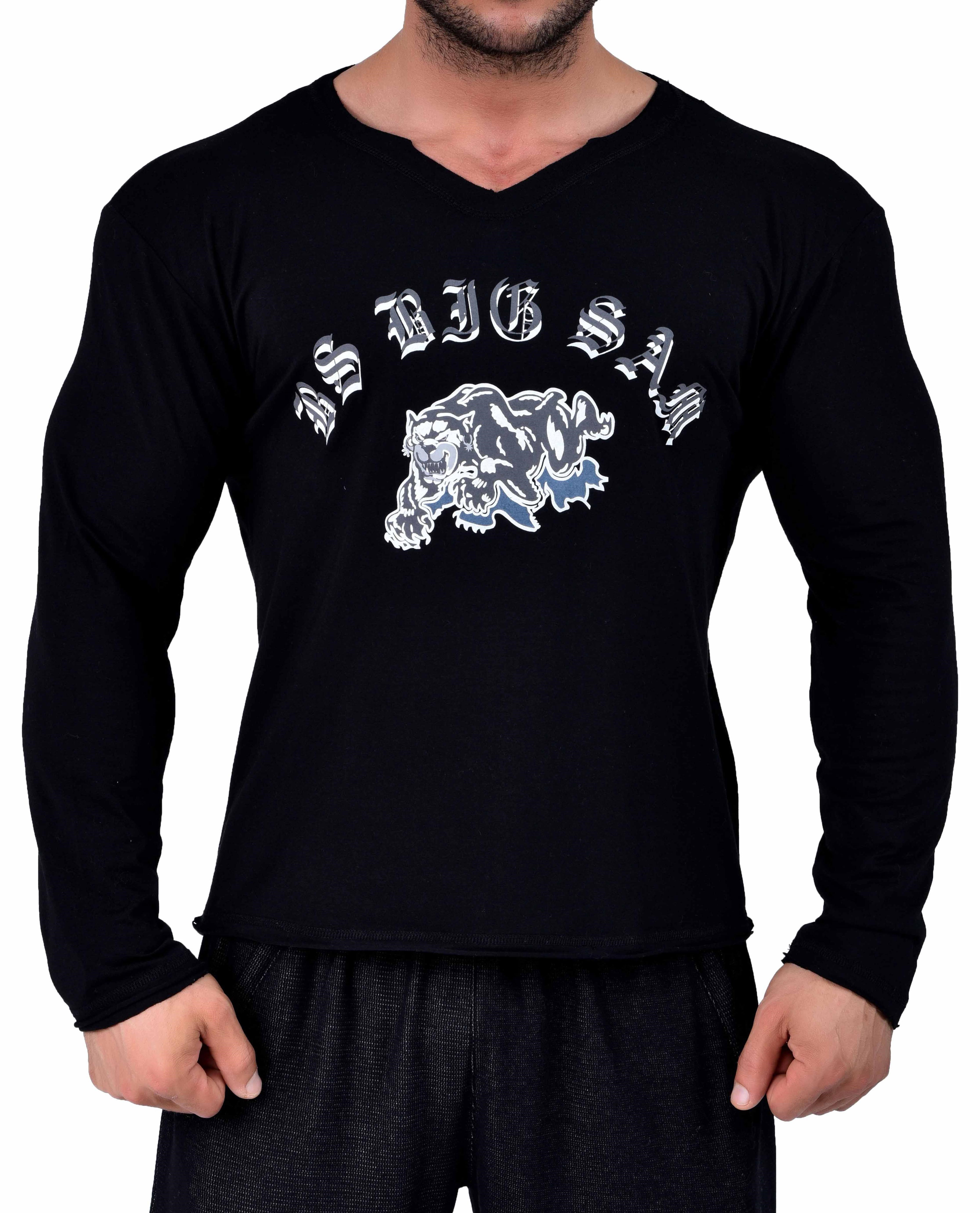 Slim Fit Siyah İnce Sweatshirt Big Sam 4514