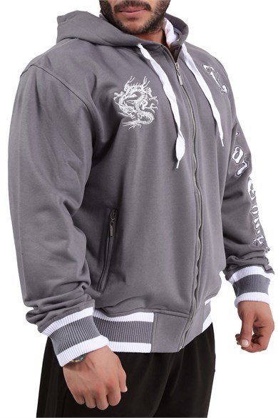 Erkek Oversize Kapşonlu Fermuarlı Sweatshirt Big Sam 3533