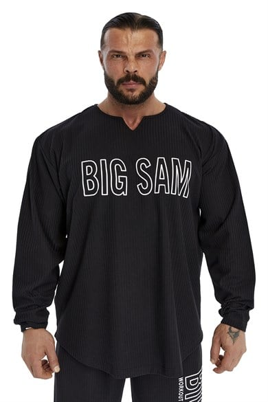 Erkek Oversize Sweatshirt Yaka Detaylı Uzun Kollu Big Sam 4743