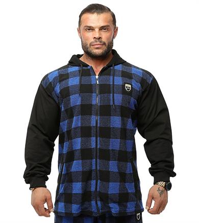 Kapşonlu Kışlık Eşofman Üstü Kareli Outdoor Spor Ceket