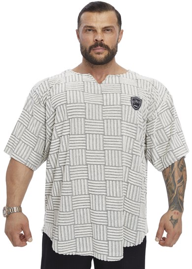 Oversize Rag Top Örgü Dokulu Pamuklu Geniş Kesim Tişört Big Sam 3361
