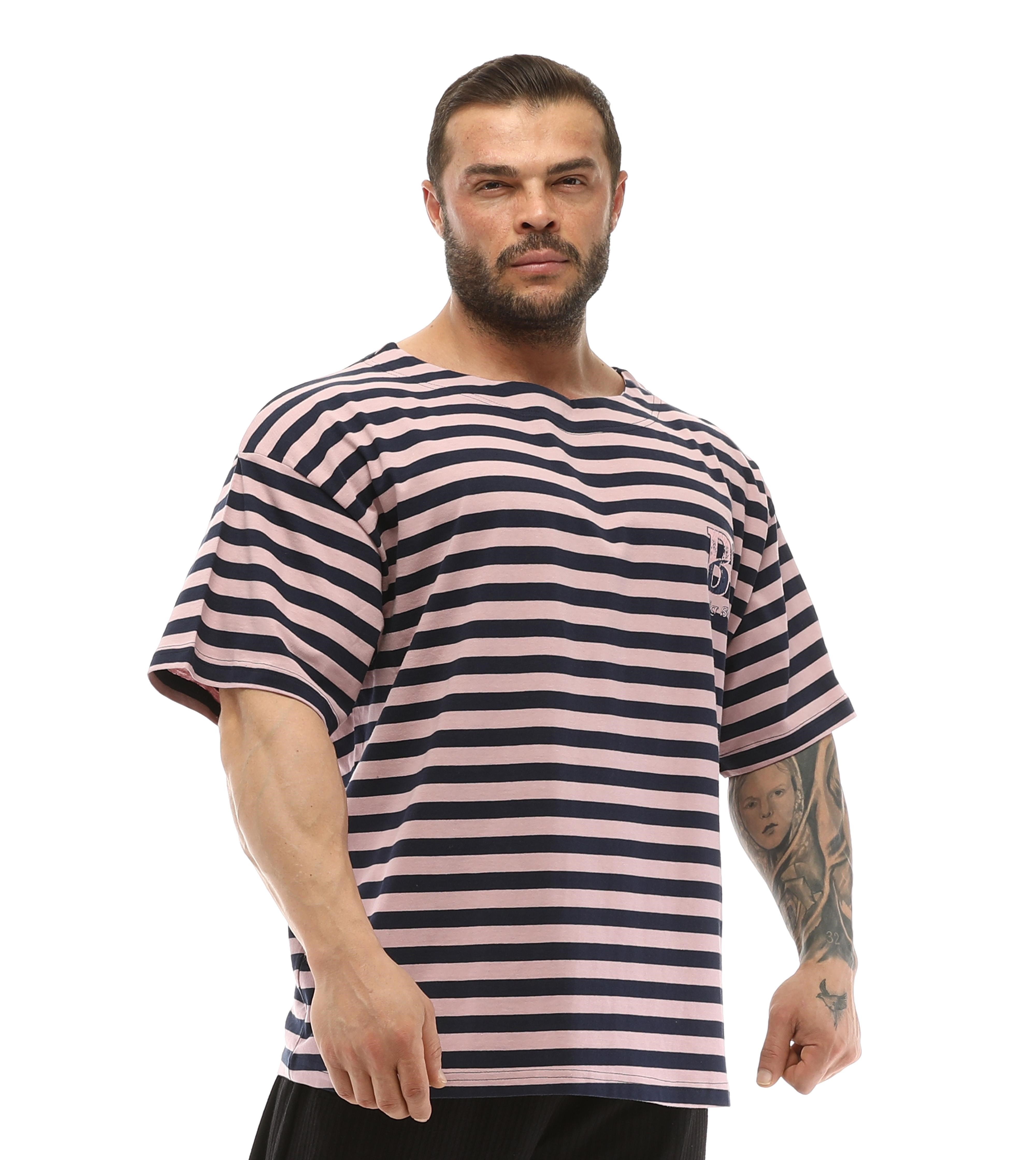 Çizgili Oversize Gym Tişört Big Sam 2525