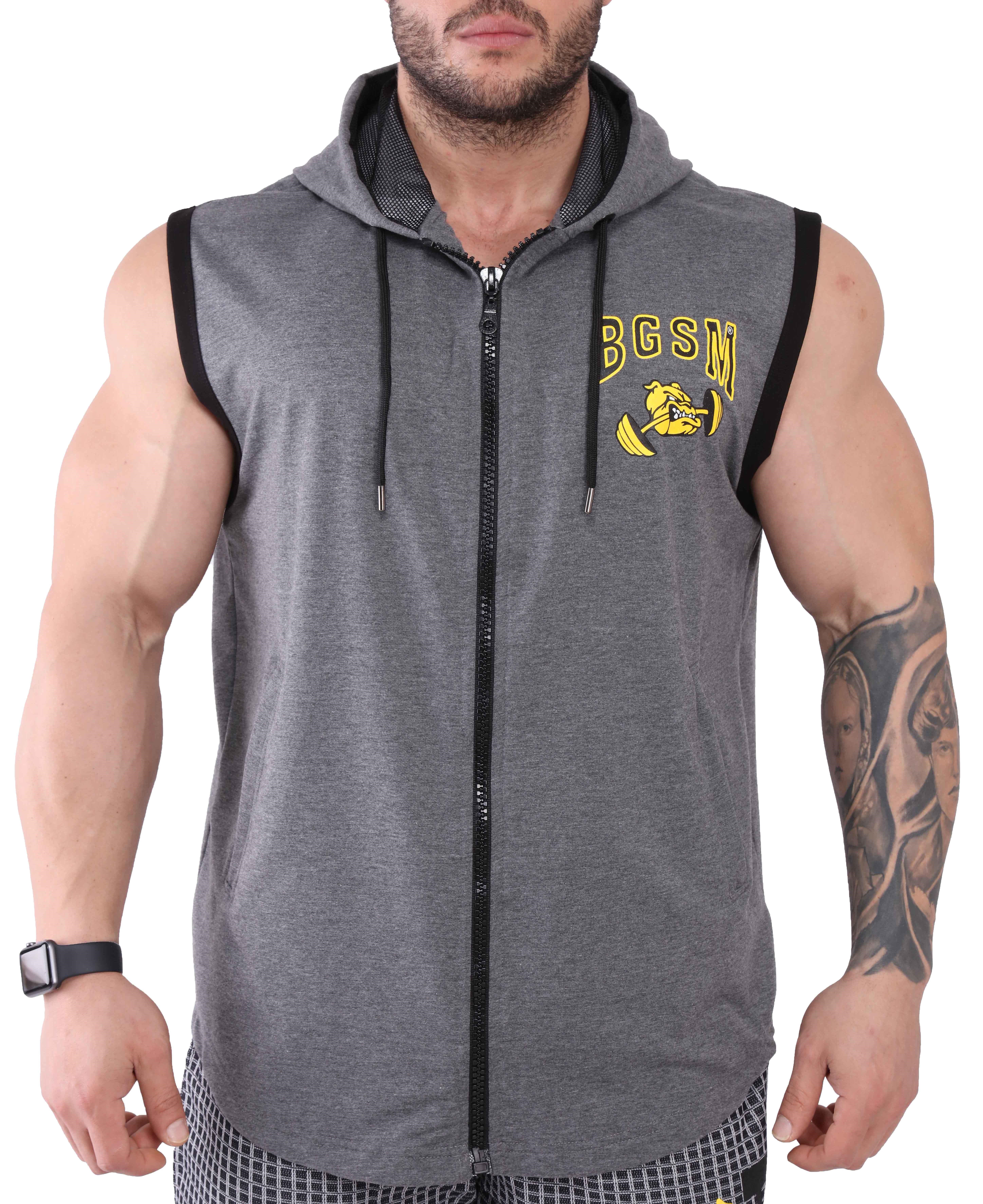 Erkek Fitness Bodybuilding Kapşonlu Yelek Antrasit Big Sam 3623