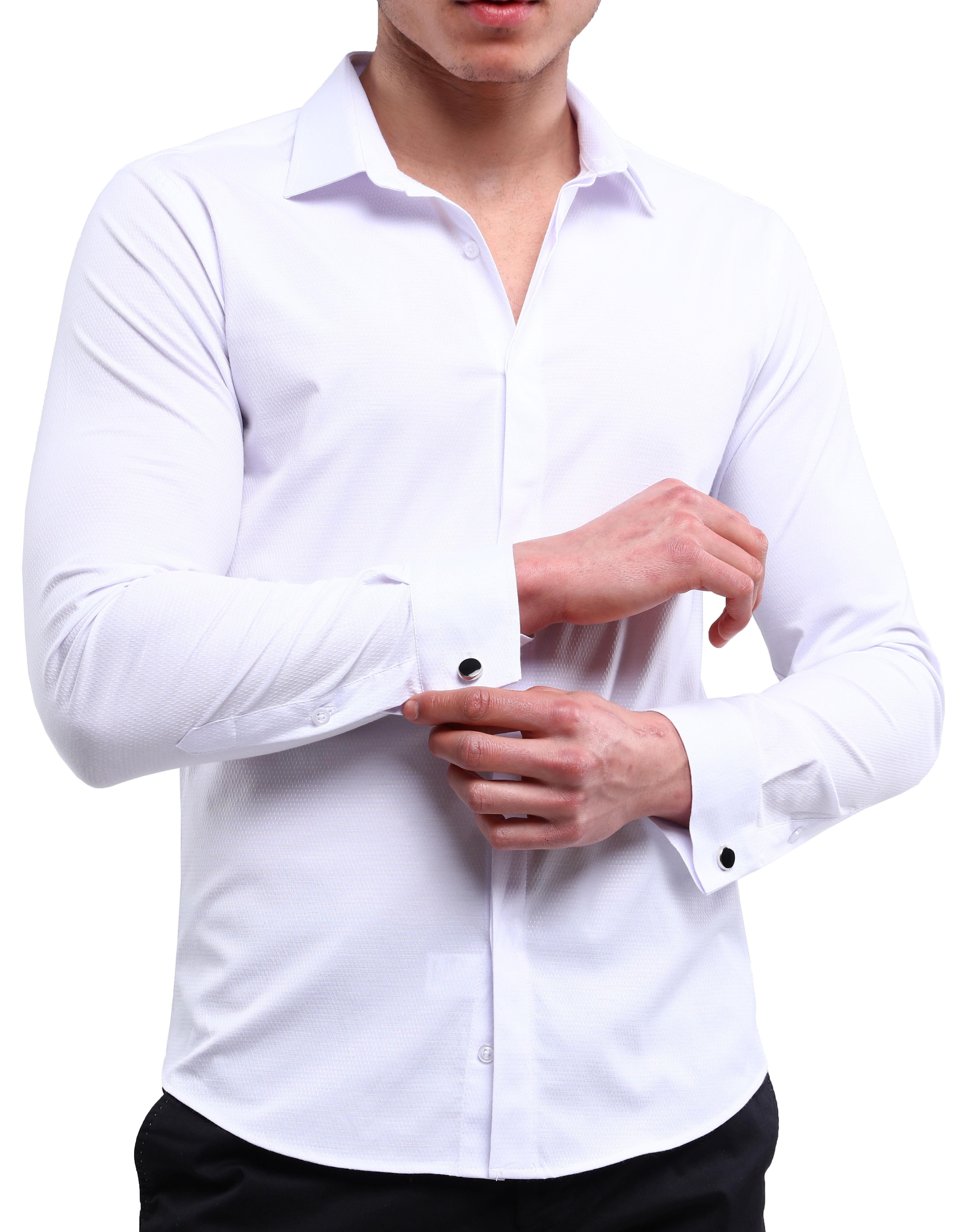 Erkek Klasik Gömlek Slim Fit Pamuklu Esnek Oxford Kumaş