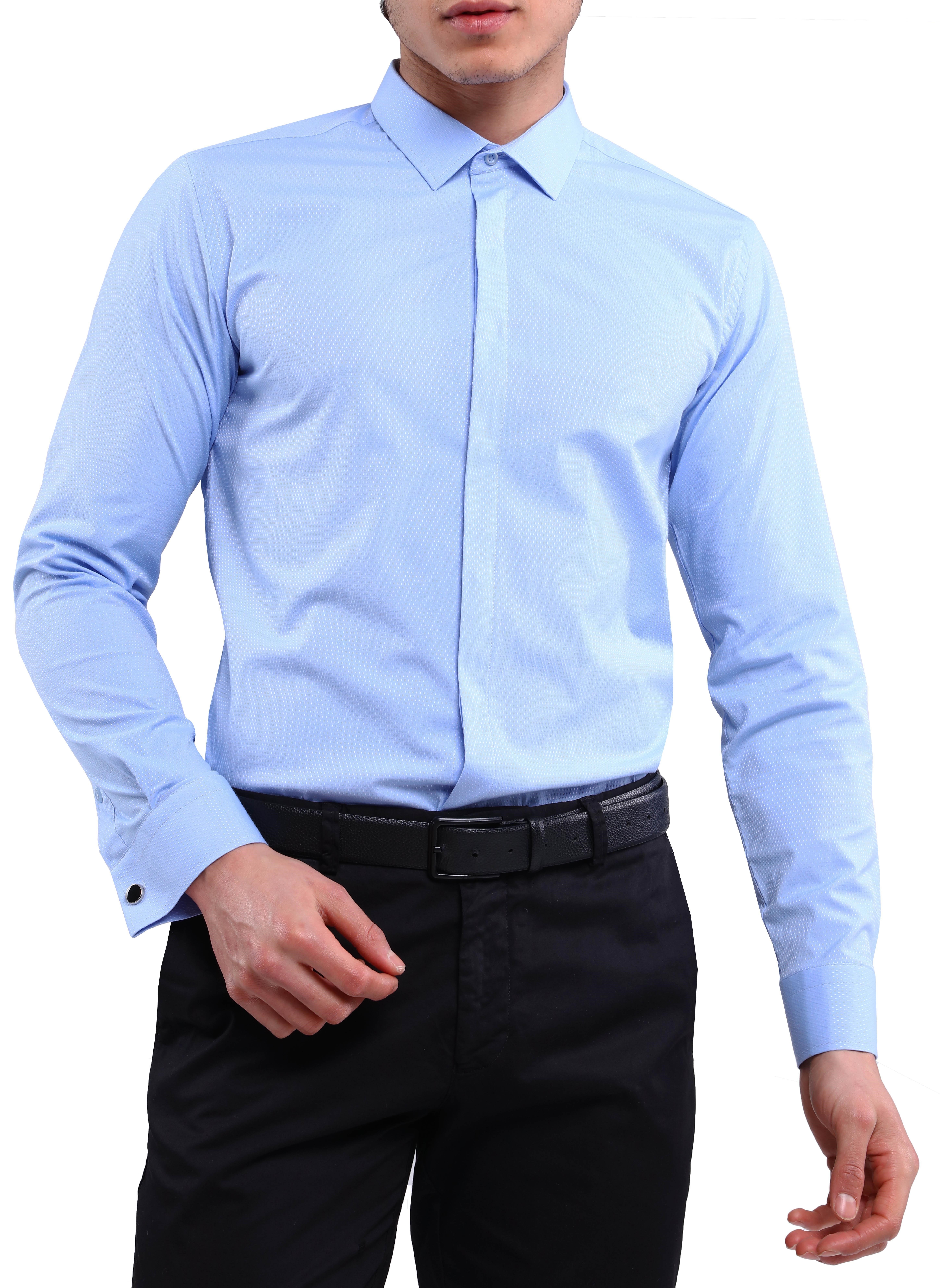 Erkek Klasik Gömlek Slim Fit Pamuklu Esnek Oxford Kumaş