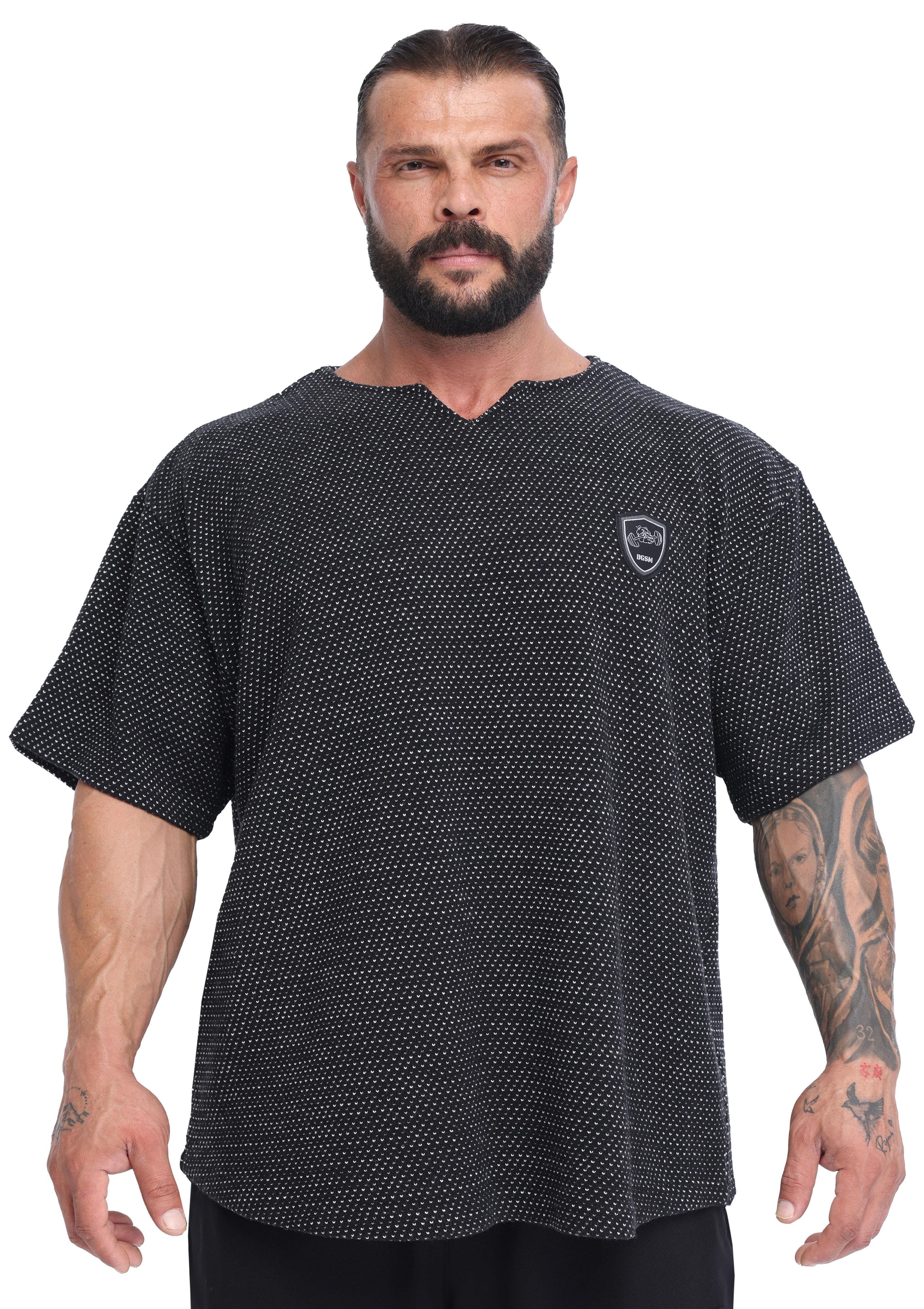 Erkek Oversize Kalın Tişört, Örgü Dokulu Gym Antrenman Üstü BGSM 3386