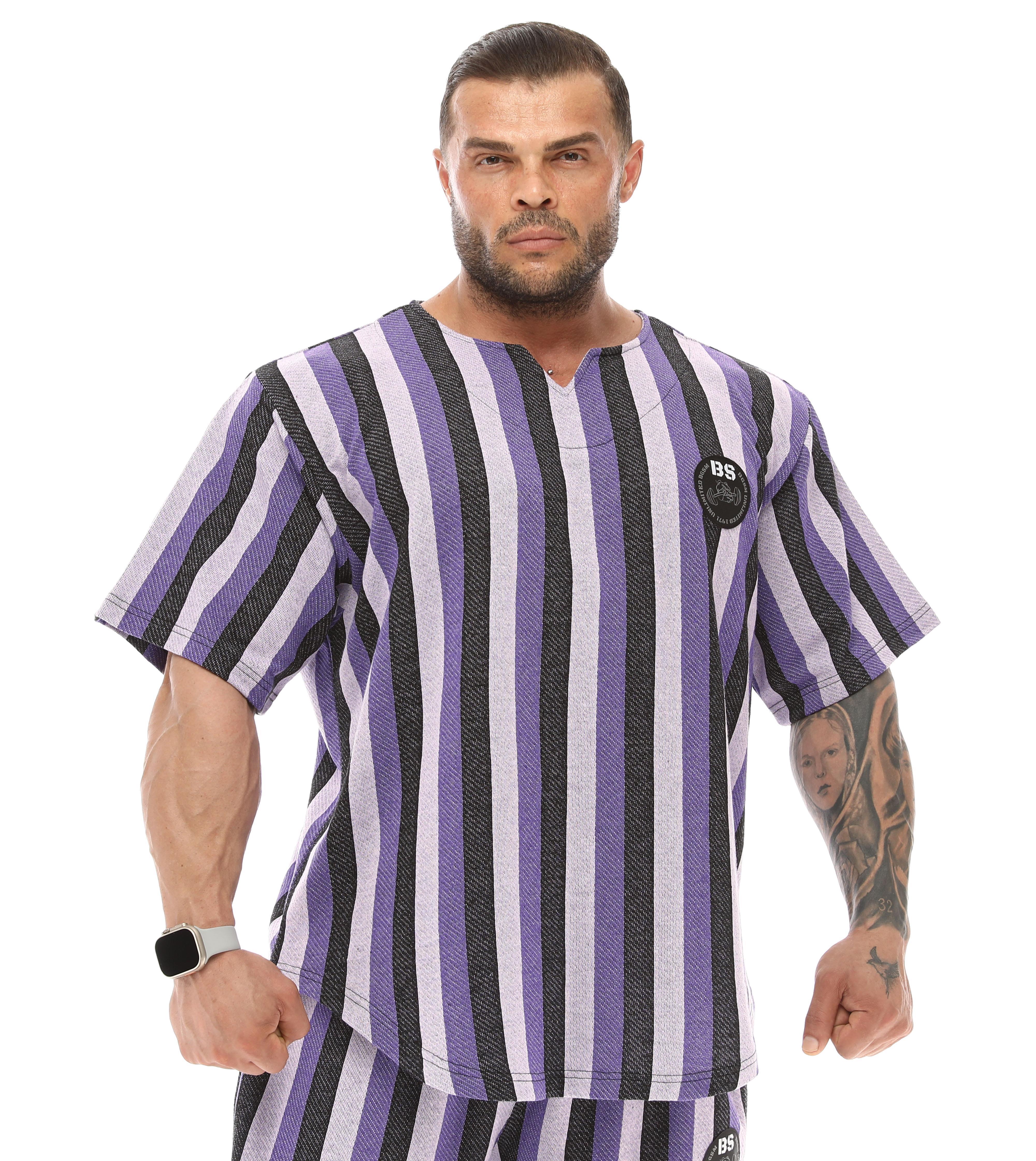 Erkek Oversize T-shirt Çizgili Gym Rag Top 3339