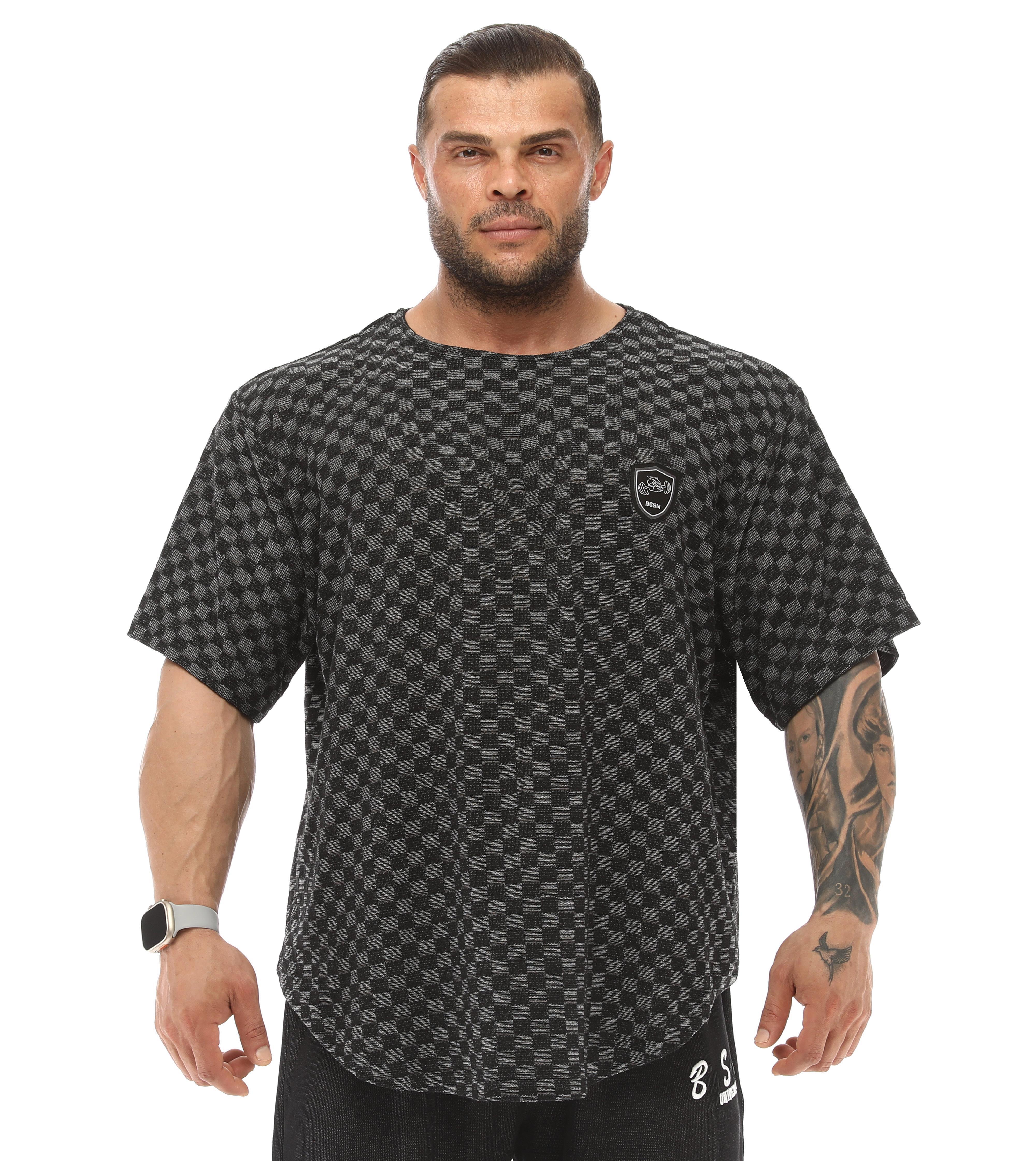 Erkek Oversize T-shirt Damalı Gym Rag Top 3337