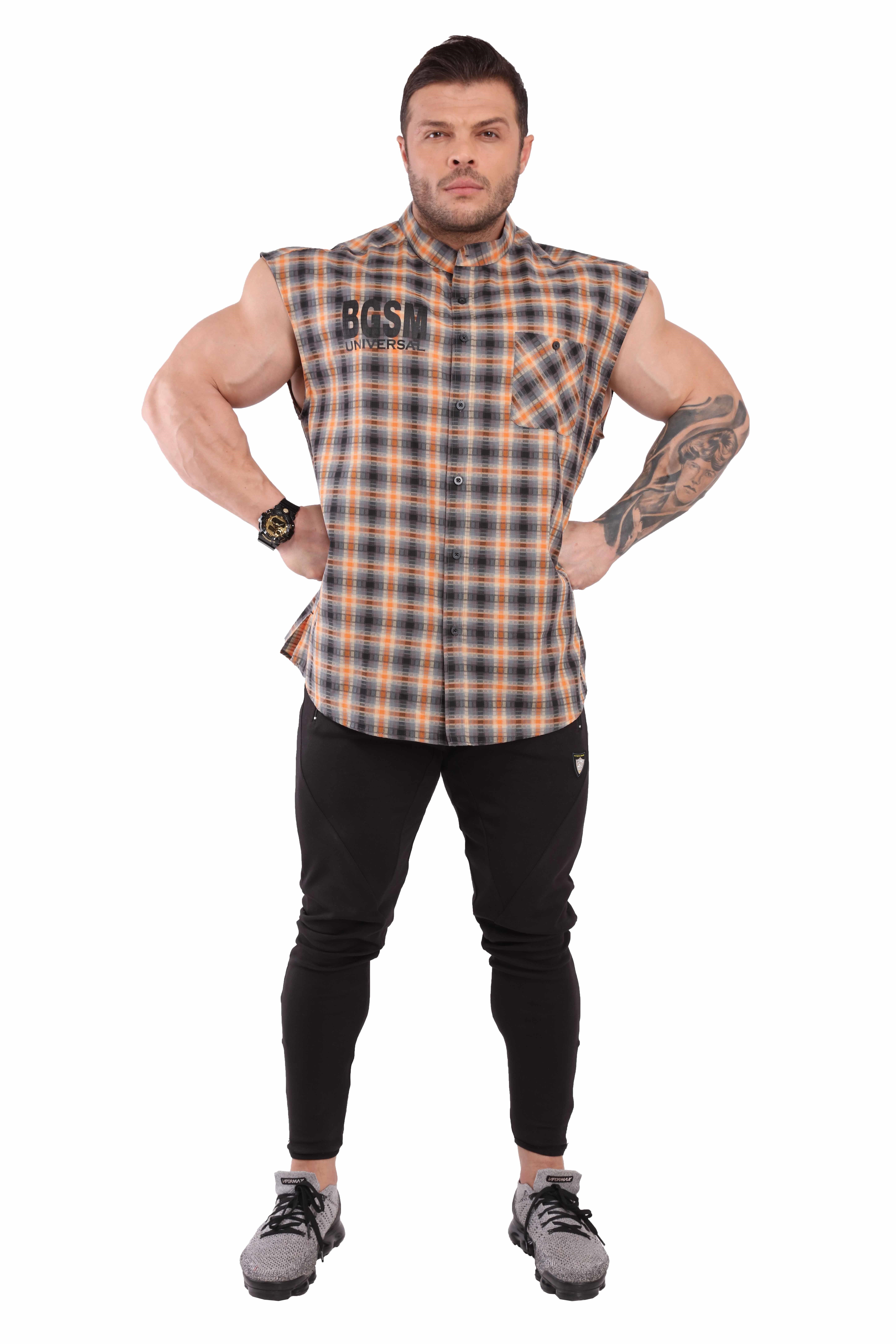 Erkek Spor Oldschool Kolsuz Antrenman Üstü Gömlek Big Sam 5043