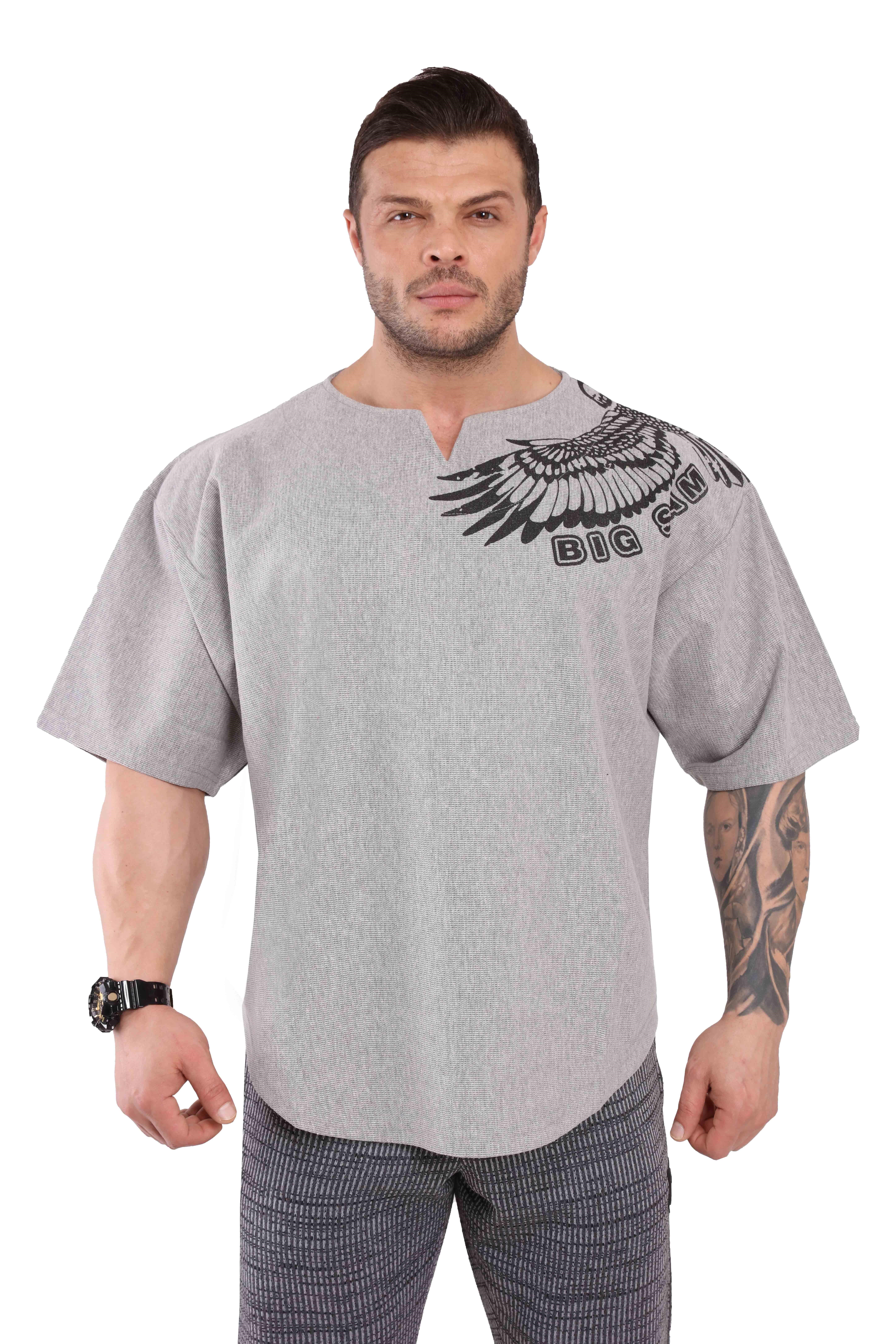 Gri Oversize Antrenman Tişörtü Rag Top Big Sam 3241