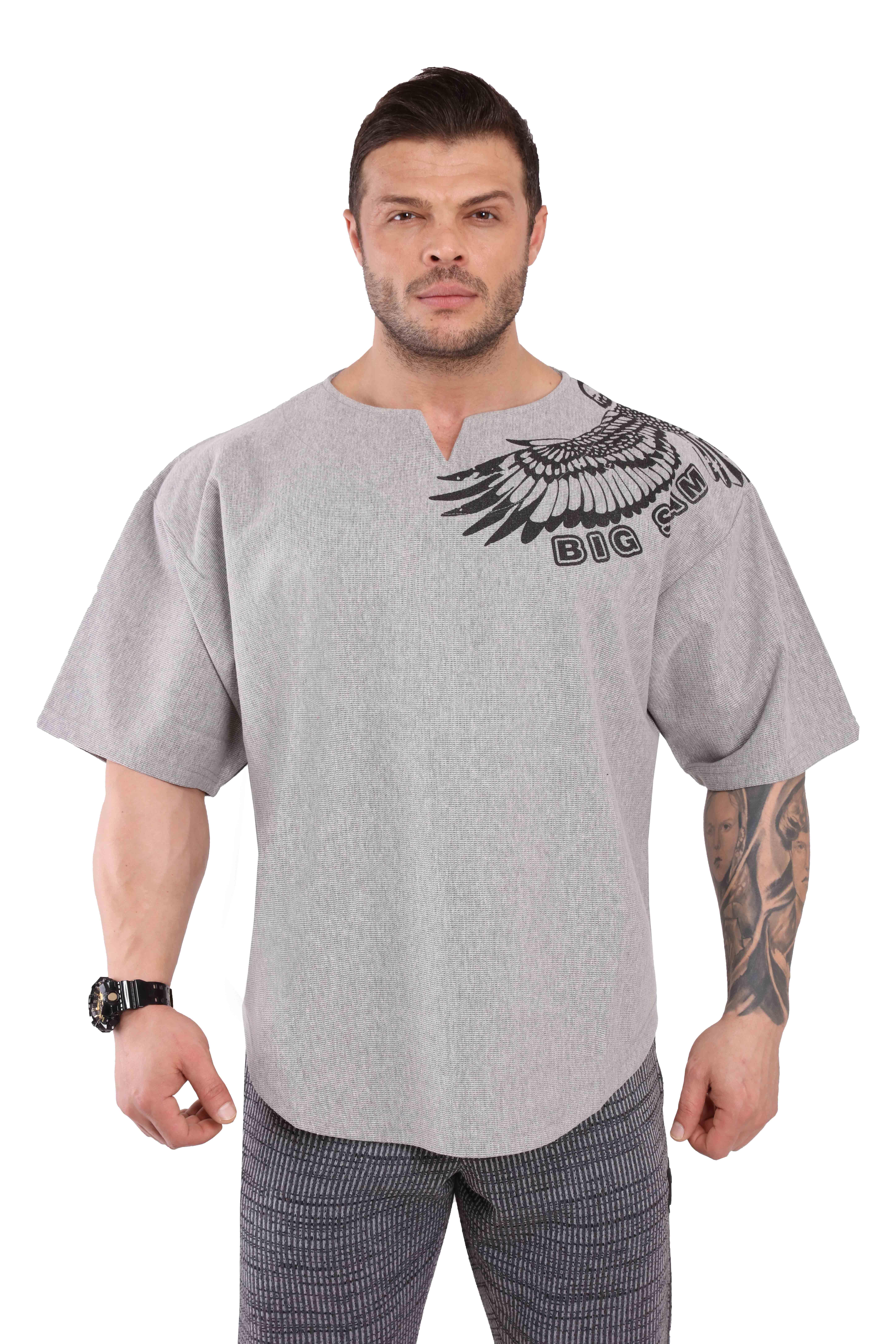 Gri Oversize Antrenman Tişörtü Rag Top Big Sam 3241