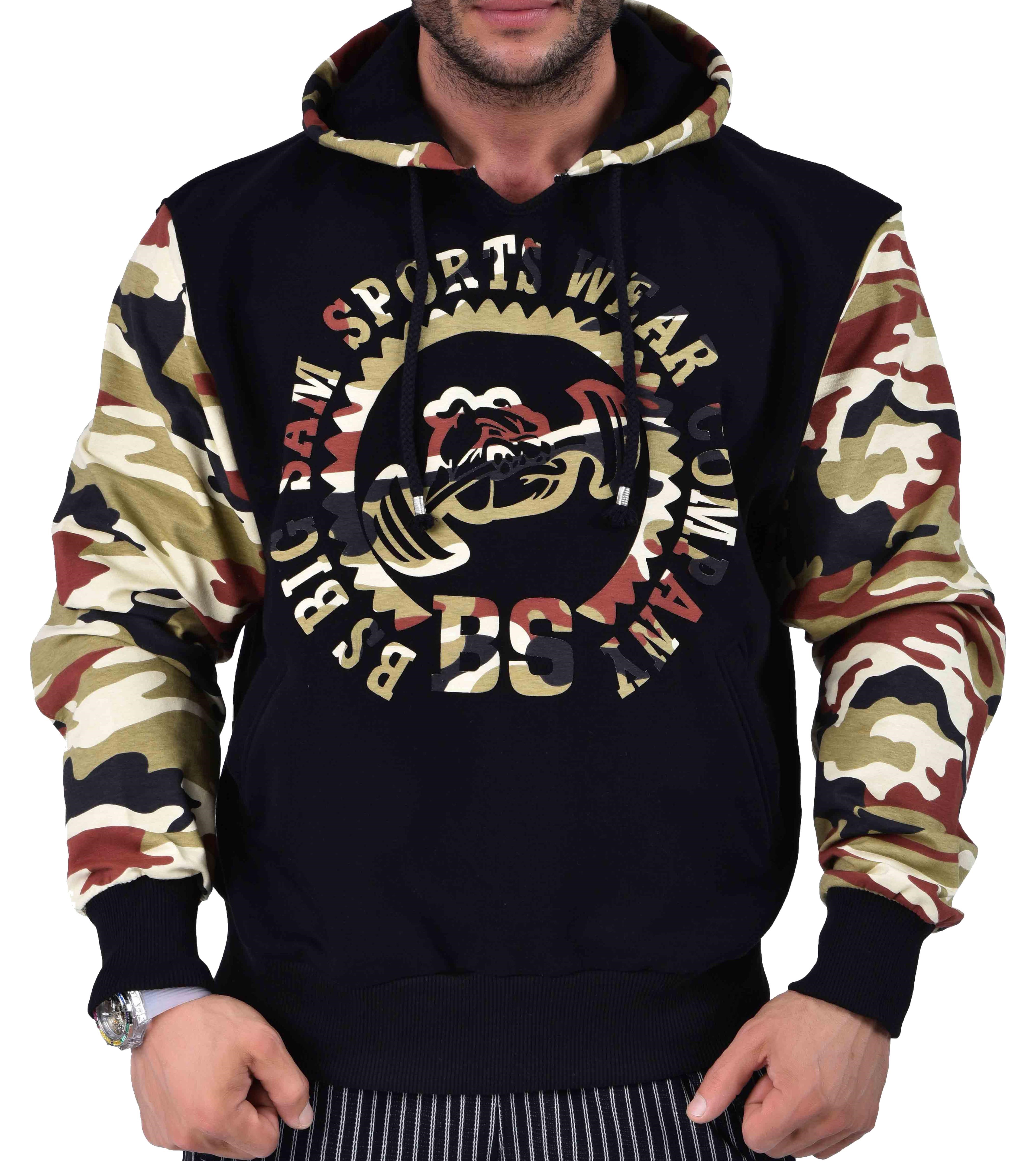 Kamuflaj Detaylı Kapşonlu Sweatshirt Big Sam 4666
