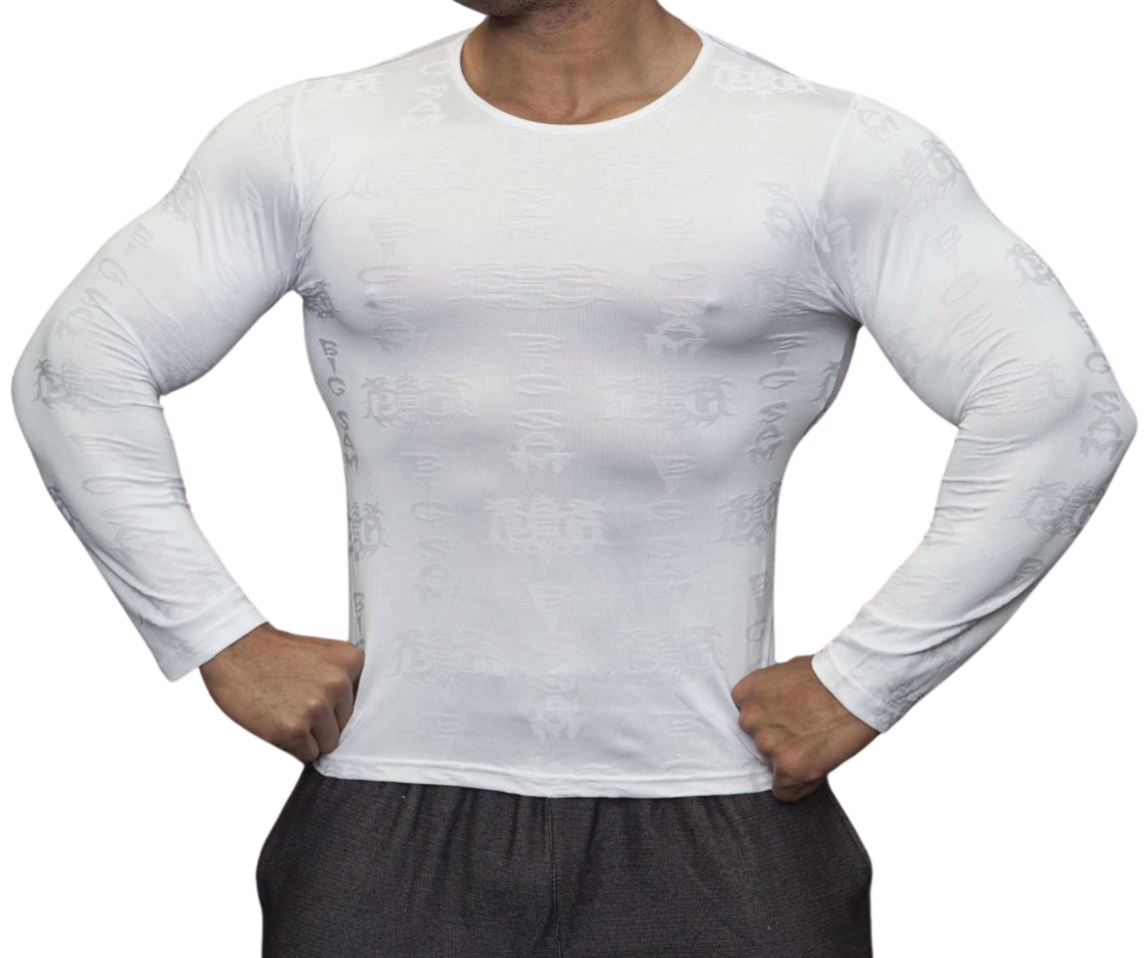 Kendinden Desenli Beyaz Slim Fit Sweatshirt Big Sam 4638