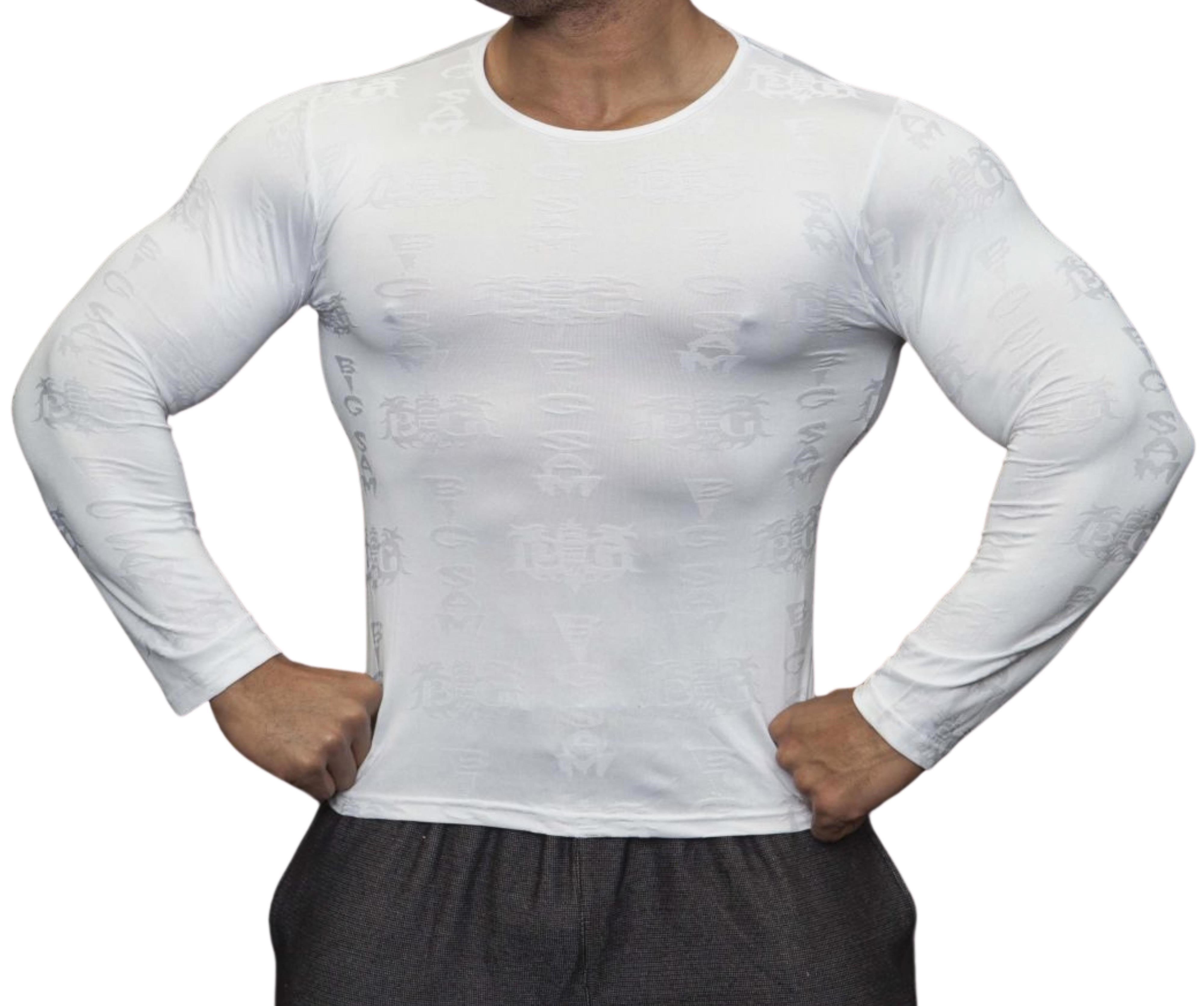 Kendinden Desenli Beyaz Slim Fit Sweatshirt Big Sam 4638
