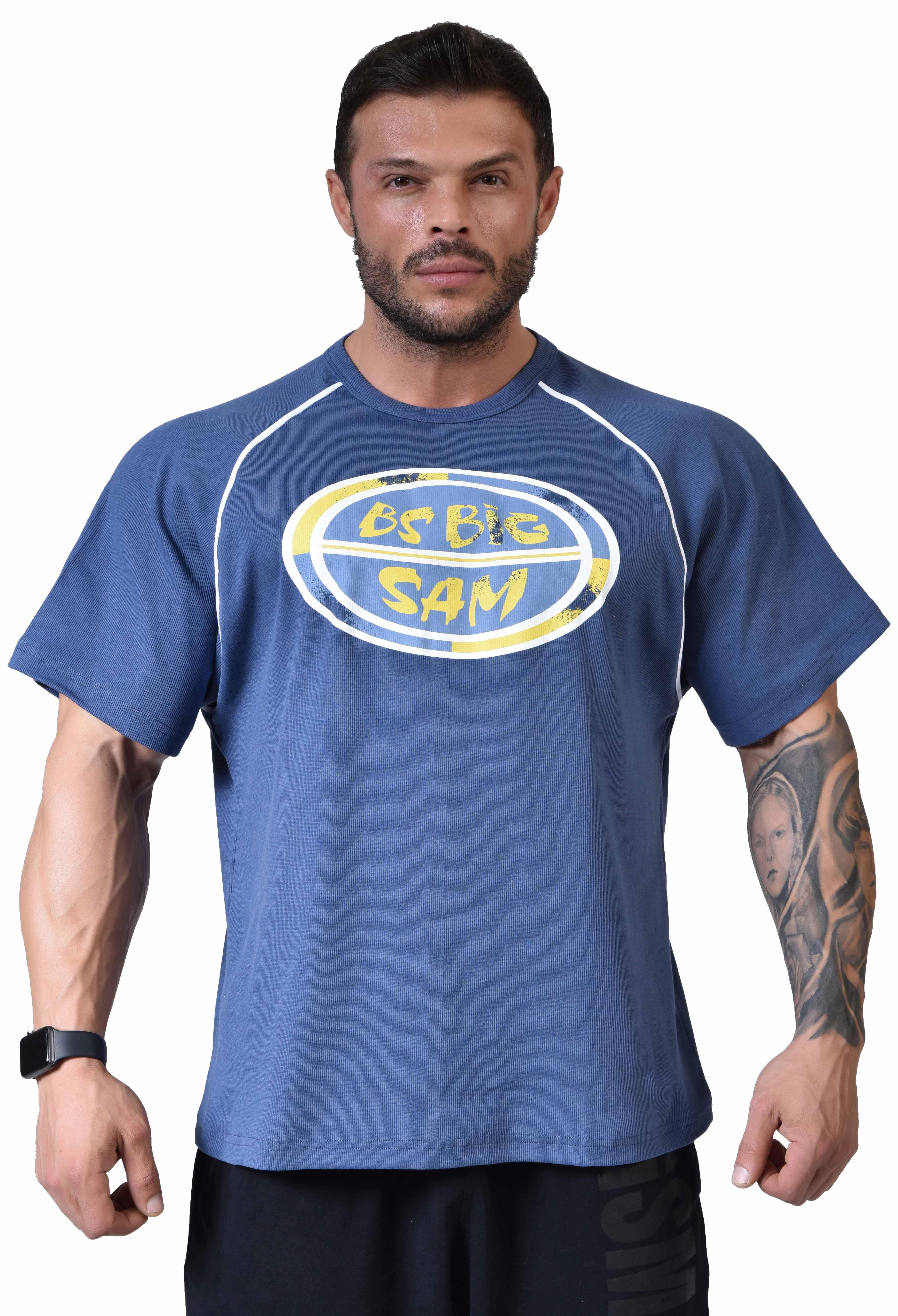 Mavi Reglan Kol Bodybuilding Tişört Big Sam 3067